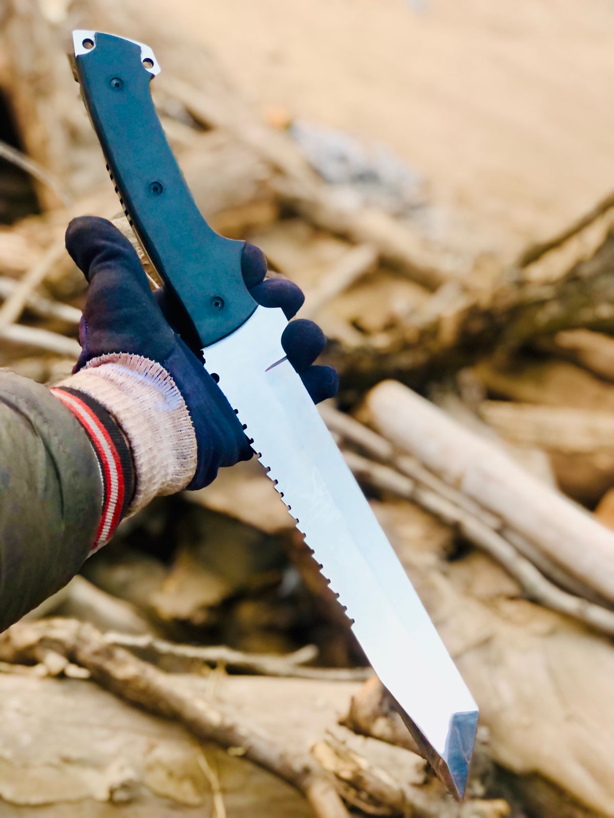 CUSTOM HANDMADE SPRING LEAF STEEL BLADE HUNTING SURVIVAL CAMPING BOWIE KNIFE MICARTA HANDLE WITH LEATHER SHEATH