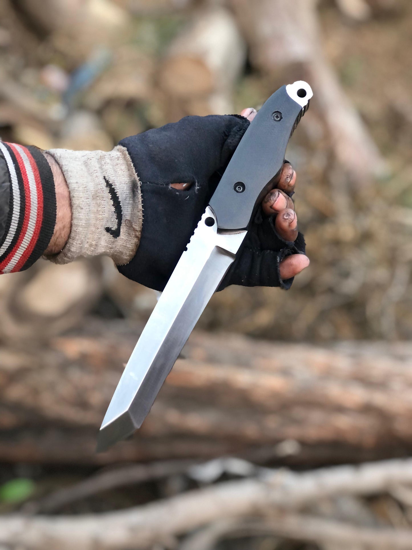 CUSTOM HANDMADE STEEL BLADE HUNTING SURVIVAL CAMPING HIKING BOWIE KNIFE MICARTA HANDLE WITH LEATHER SHEATH