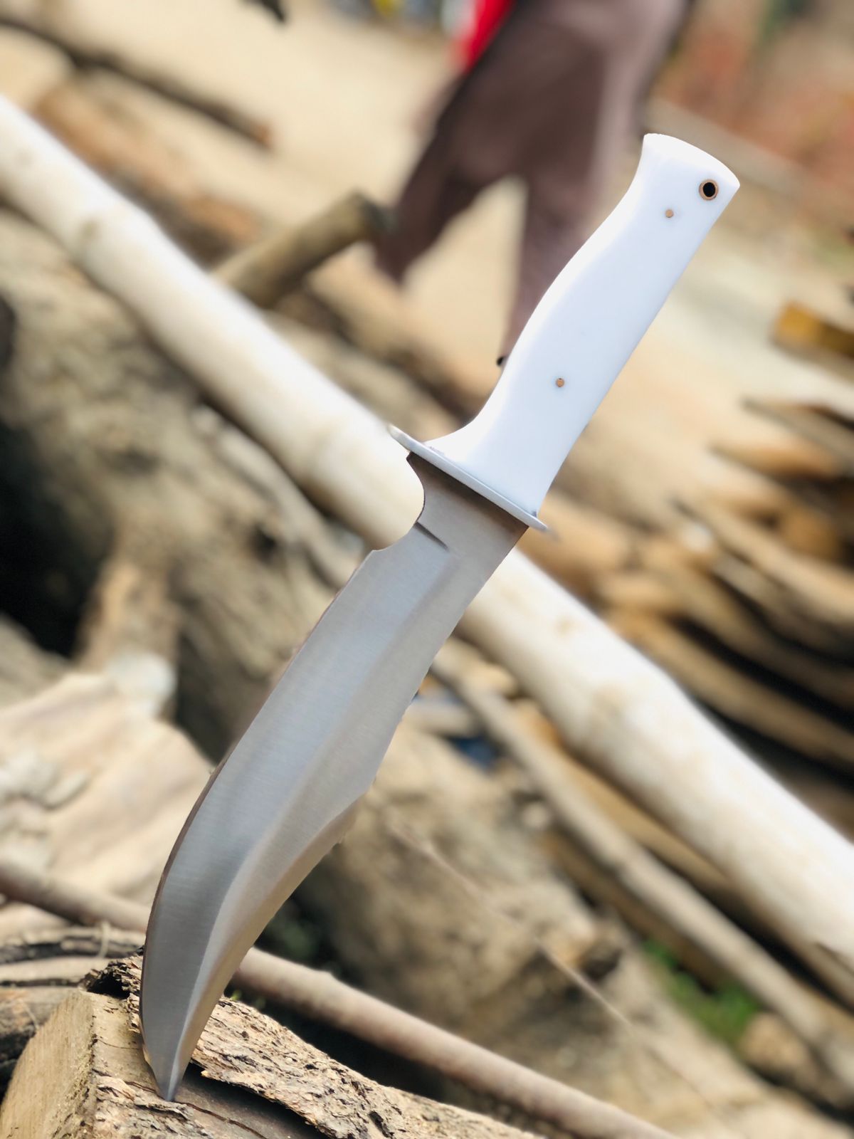 CUSTOM HANDMADE D2 TOOL STEEL BLADE HUNTING SURVIVAL BOWIE KNIFE RESIN HANDLE WITH LEATHER SHEATH