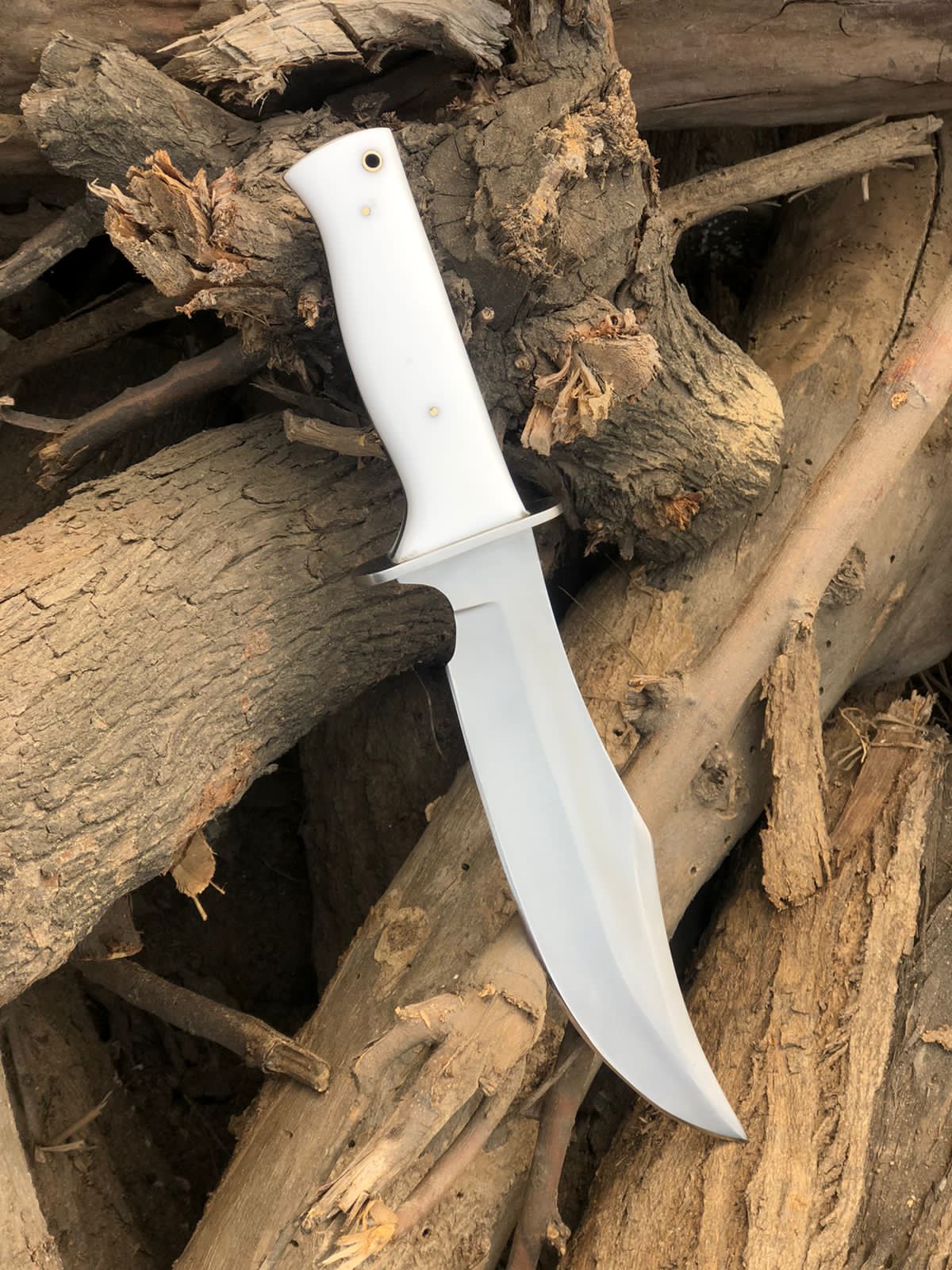 CUSTOM HANDMADE D2 TOOL STEEL BLADE HUNTING SURVIVAL BOWIE KNIFE RESIN HANDLE WITH LEATHER SHEATH