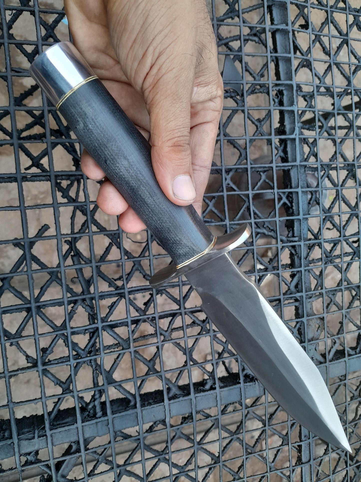 CUSTOM HANDMADE CARBON STEEL BLADE HUNTING SURVIVAL CAMPING BOWIE KNIFE MICARTA HANDLE WITH LEATHER SHEATH