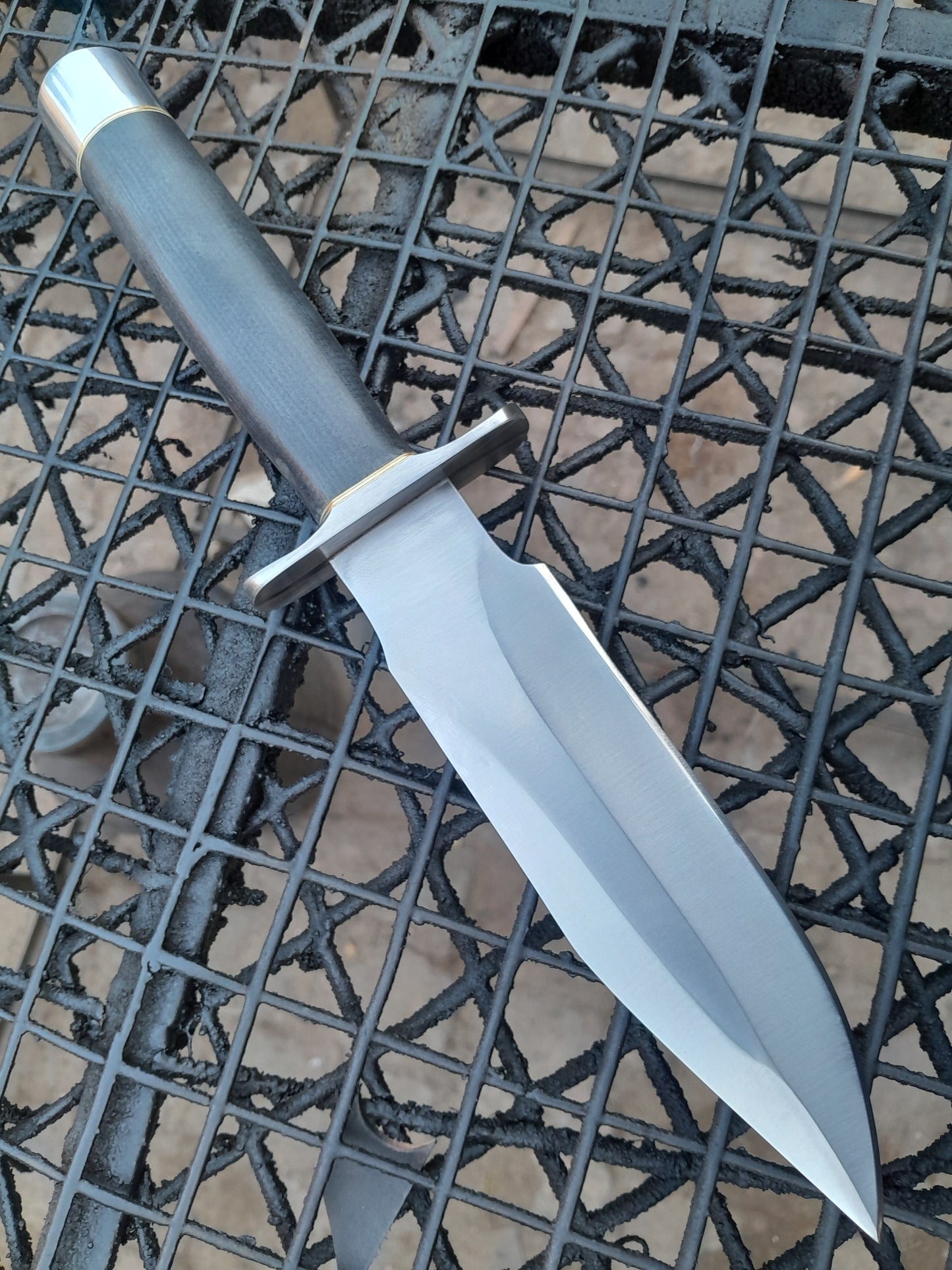 CUSTOM HANDMADE CARBON STEEL BLADE HUNTING SURVIVAL CAMPING BOWIE KNIFE MICARTA HANDLE WITH LEATHER SHEATH