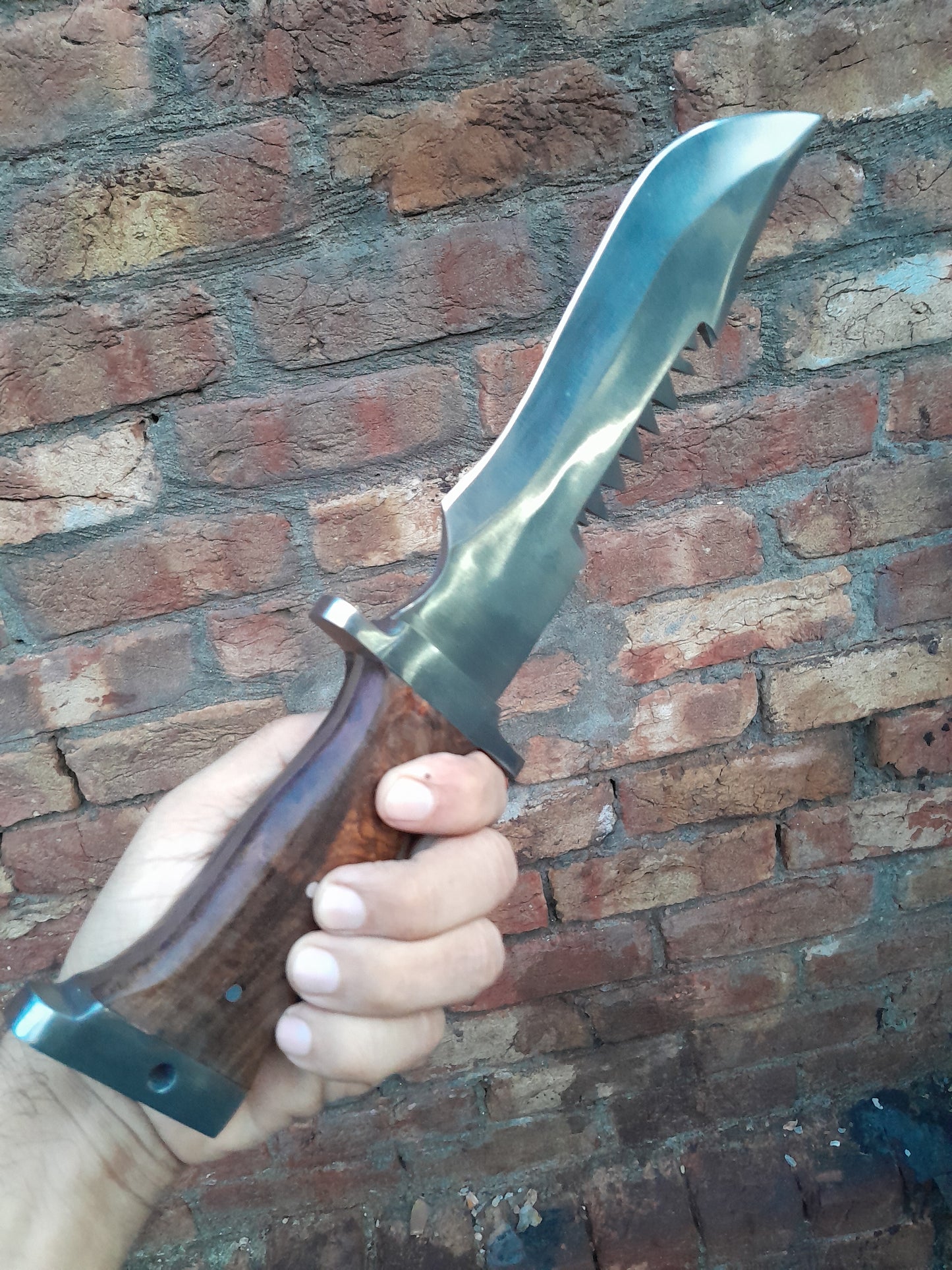 CUSTOM HANDMADE 1095 CARBON STEEL HUNTING SURVIVAL CAMPING BOWIE KNIFE WOODEN HANDLE WITH LEATHER SHEATH