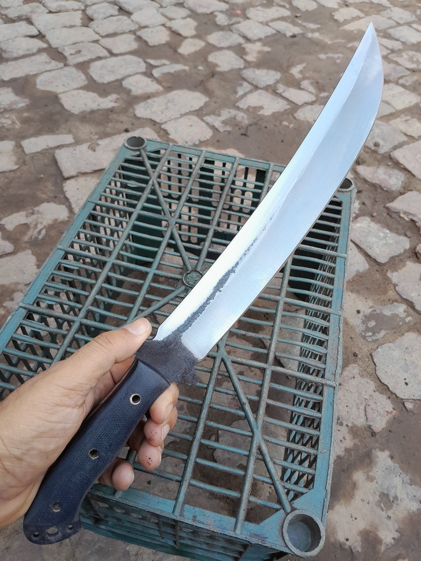CUSTOM HANDMADE CARBON STEEL BLADE HUNTING BOWIE KNIFE CORD WRAPPED HANDLE WITH LEATHER SHEATH