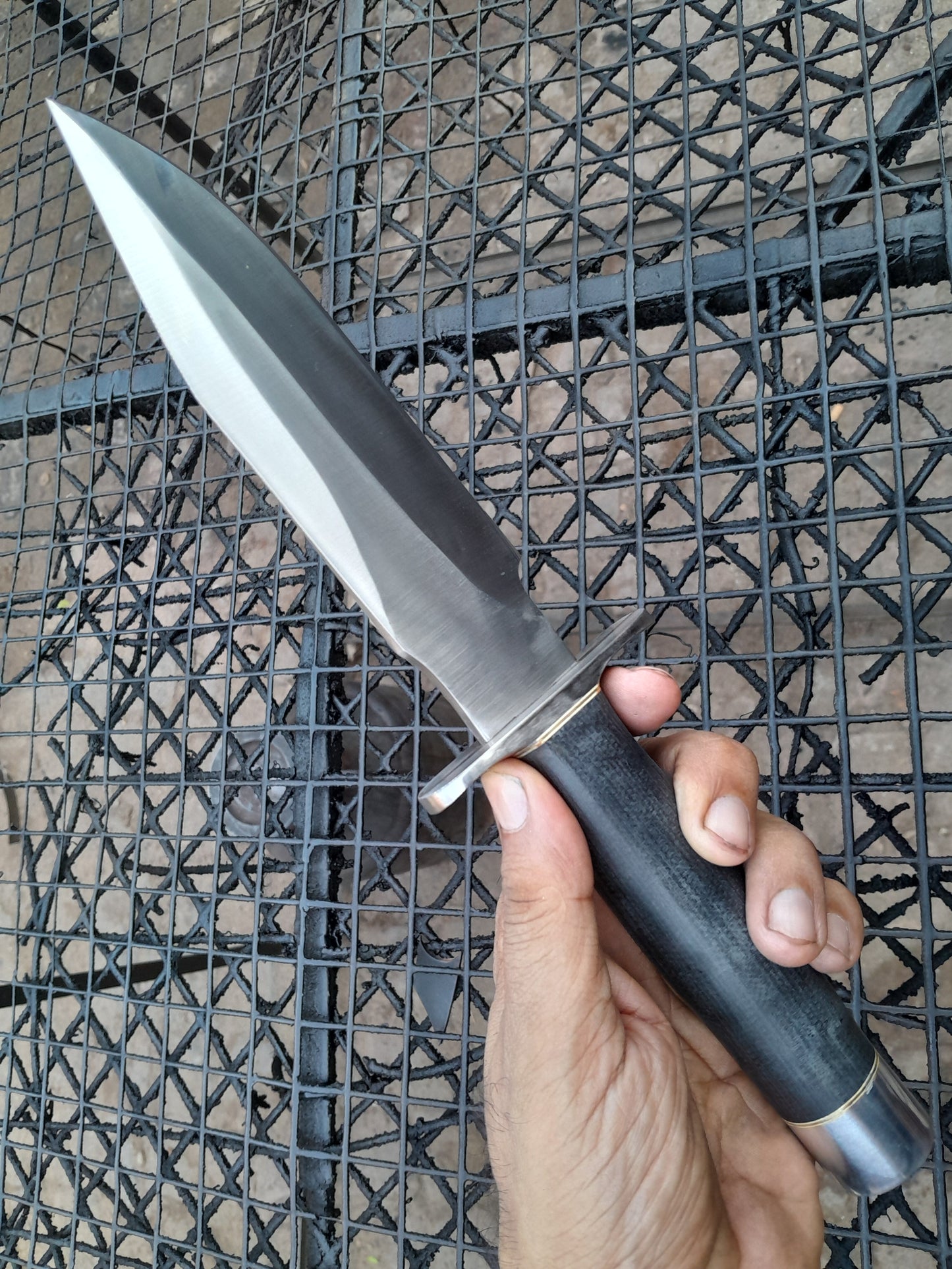 CUSTOM HANDMADE CARBON STEEL BLADE HUNTING SURVIVAL CAMPING BOWIE KNIFE MICARTA HANDLE WITH LEATHER SHEATH