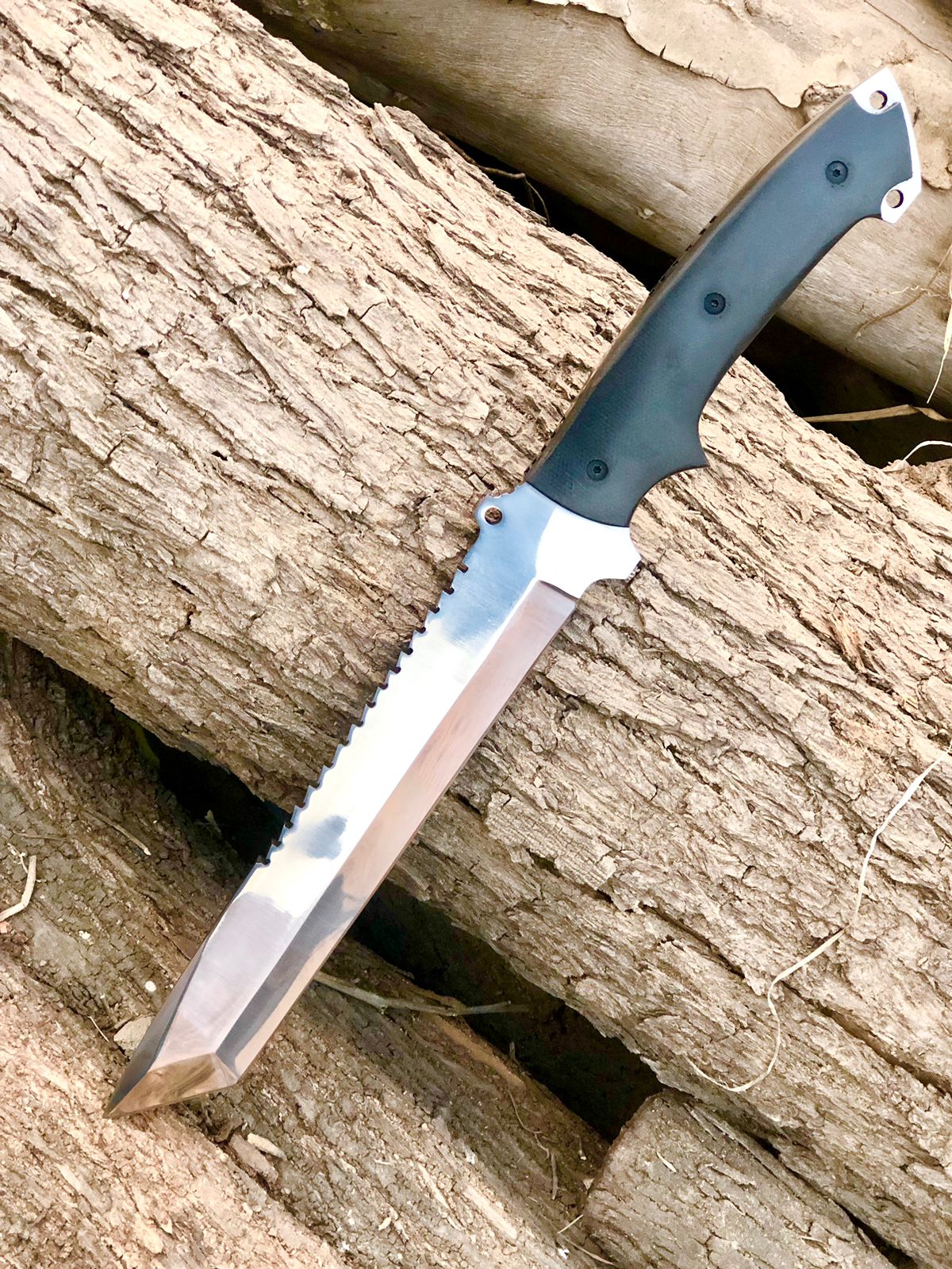 CUSTOM HANDMADE SPRING LEAF STEEL BLADE HUNTING SURVIVAL CAMPING BOWIE KNIFE MICARTA HANDLE WITH LEATHER SHEATH