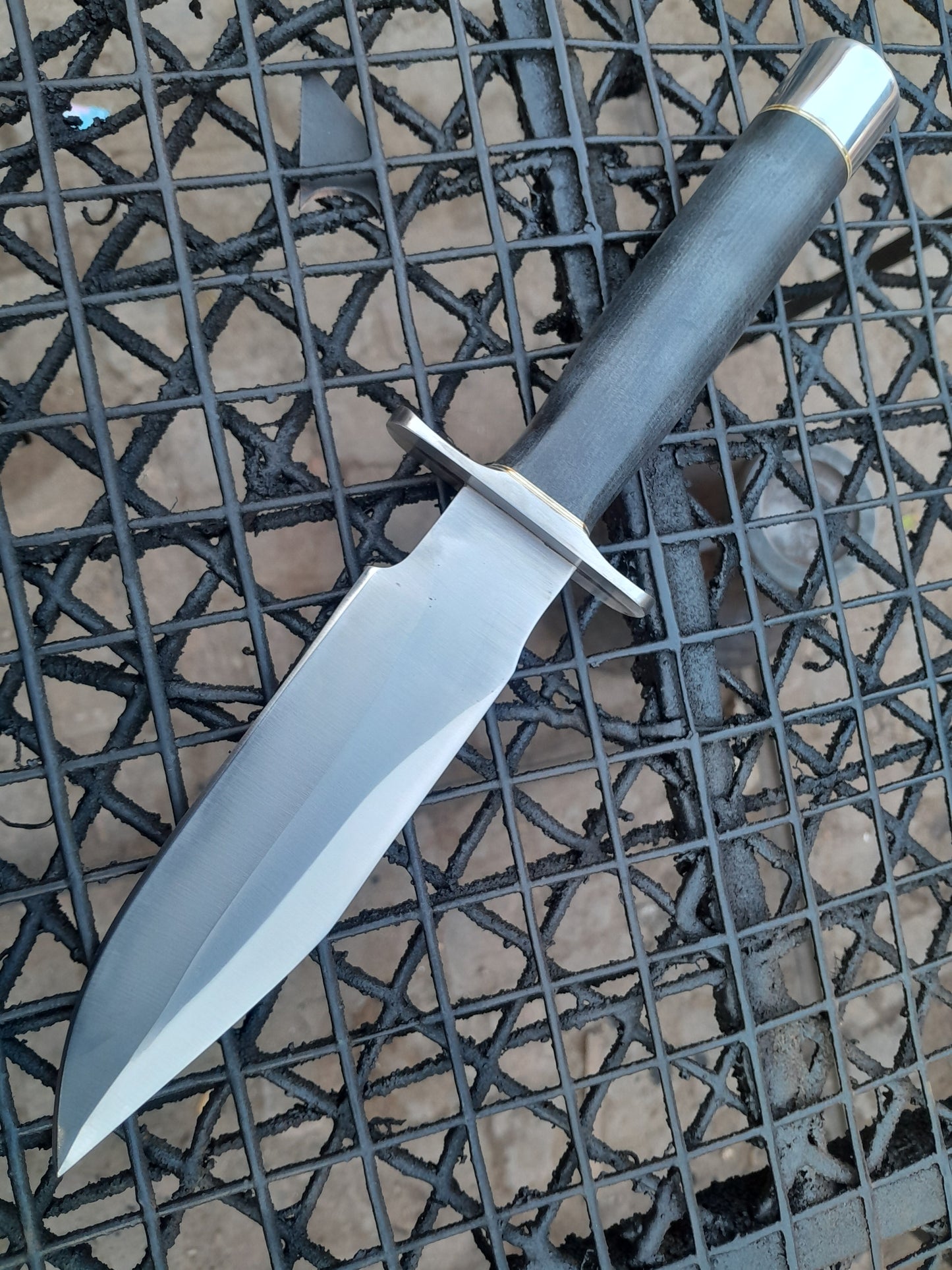CUSTOM HANDMADE CARBON STEEL BLADE HUNTING SURVIVAL CAMPING BOWIE KNIFE MICARTA HANDLE WITH LEATHER SHEATH