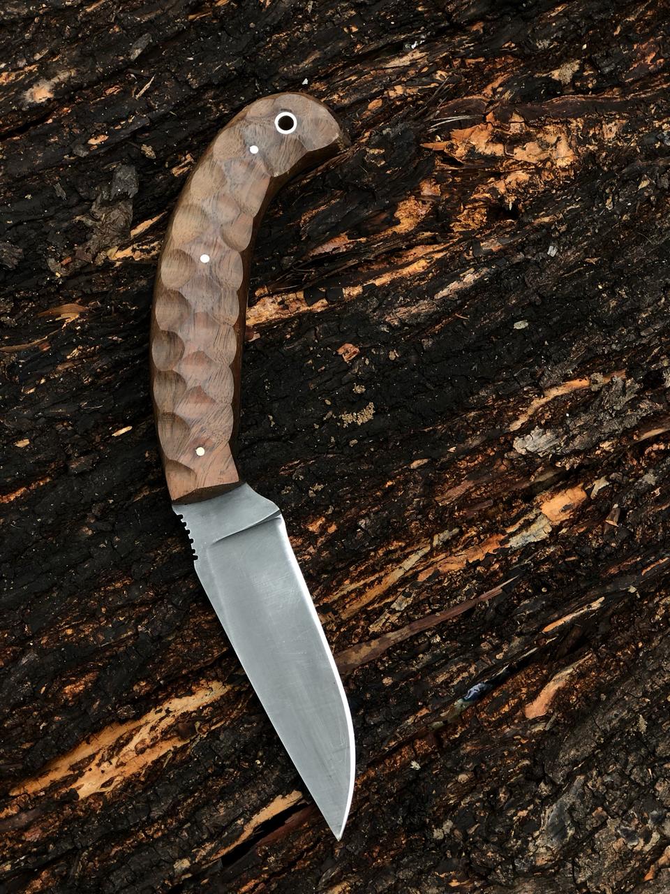 CUSTOM HANDMADE CARBON STEEL BLADE REPLICA WRINKLER HUNTING KNIFE WOODEN HANDLE WITH LEATHER SHEATH