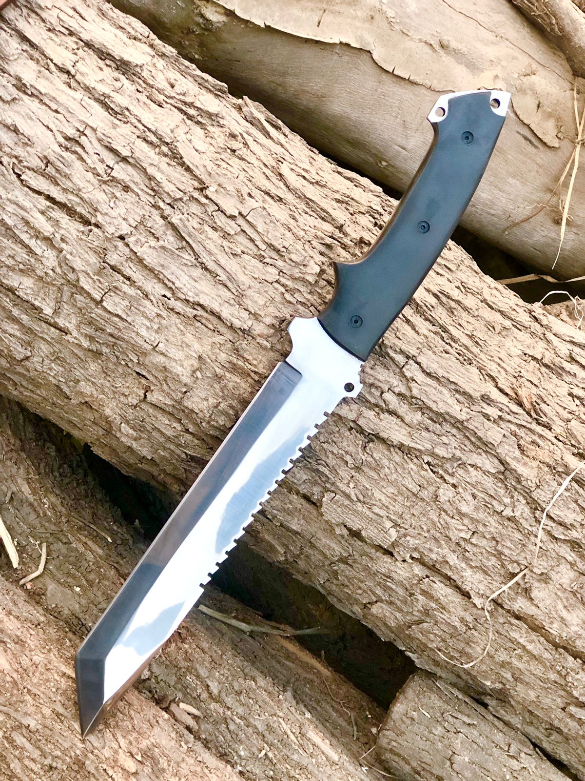 CUSTOM HANDMADE SPRING LEAF STEEL BLADE HUNTING SURVIVAL CAMPING BOWIE KNIFE MICARTA HANDLE WITH LEATHER SHEATH
