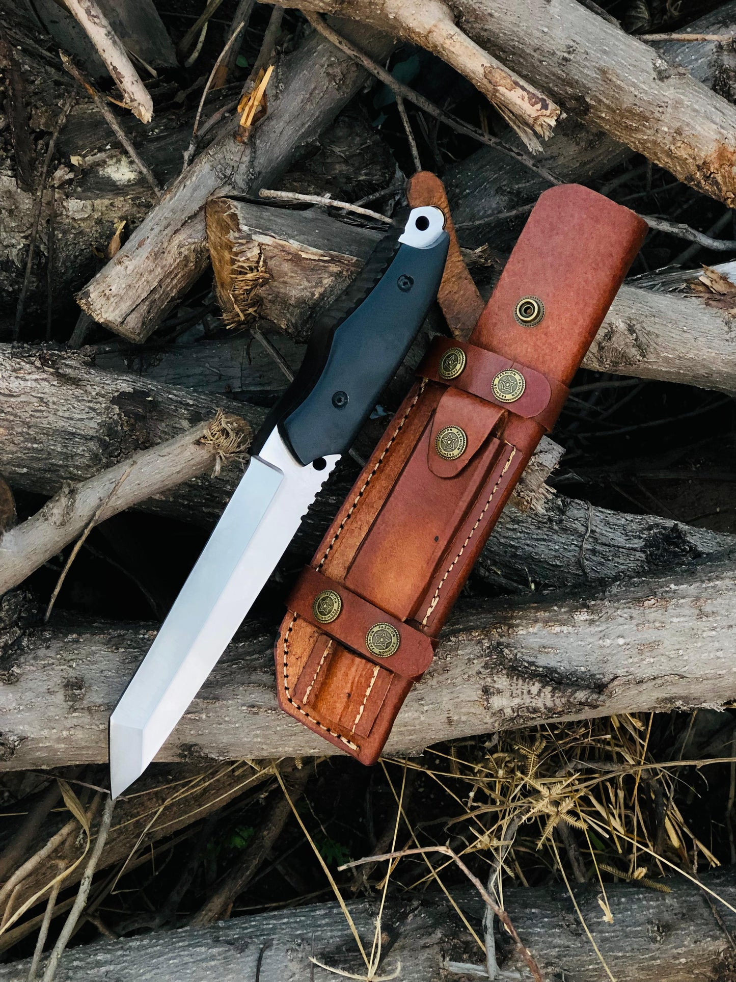CUSTOM HANDMADE STEEL BLADE HUNTING SURVIVAL CAMPING HIKING BOWIE KNIFE MICARTA HANDLE WITH LEATHER SHEATH
