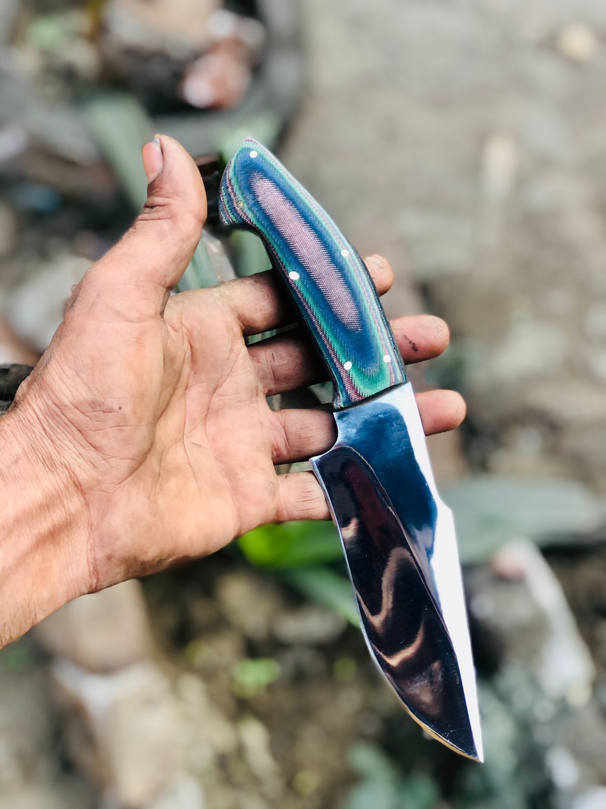 CUSTOM HANDMADE CARBON STEEL BLADE HIGH POLISH HUNTING SURVIVAL CAMPING BOWIE KNIFE PAKKA WOOD HANDLE WITH LEATHER SHEATH