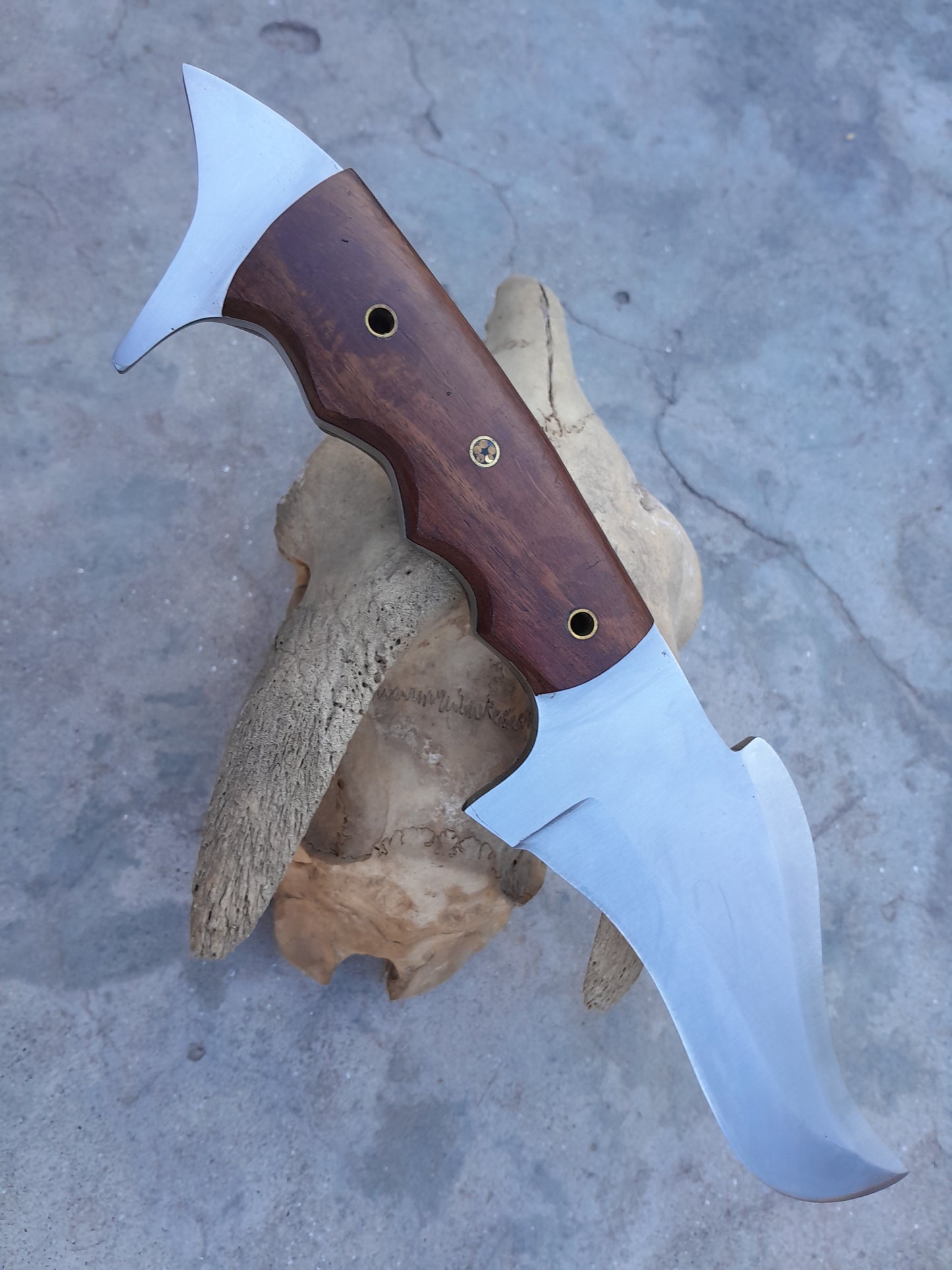 CUSTOM HANDMADE CARBON STEEL BLADE HUNTING BOWIE KNIFE WOODEN HANDLE WITH LEATHER SHEATH