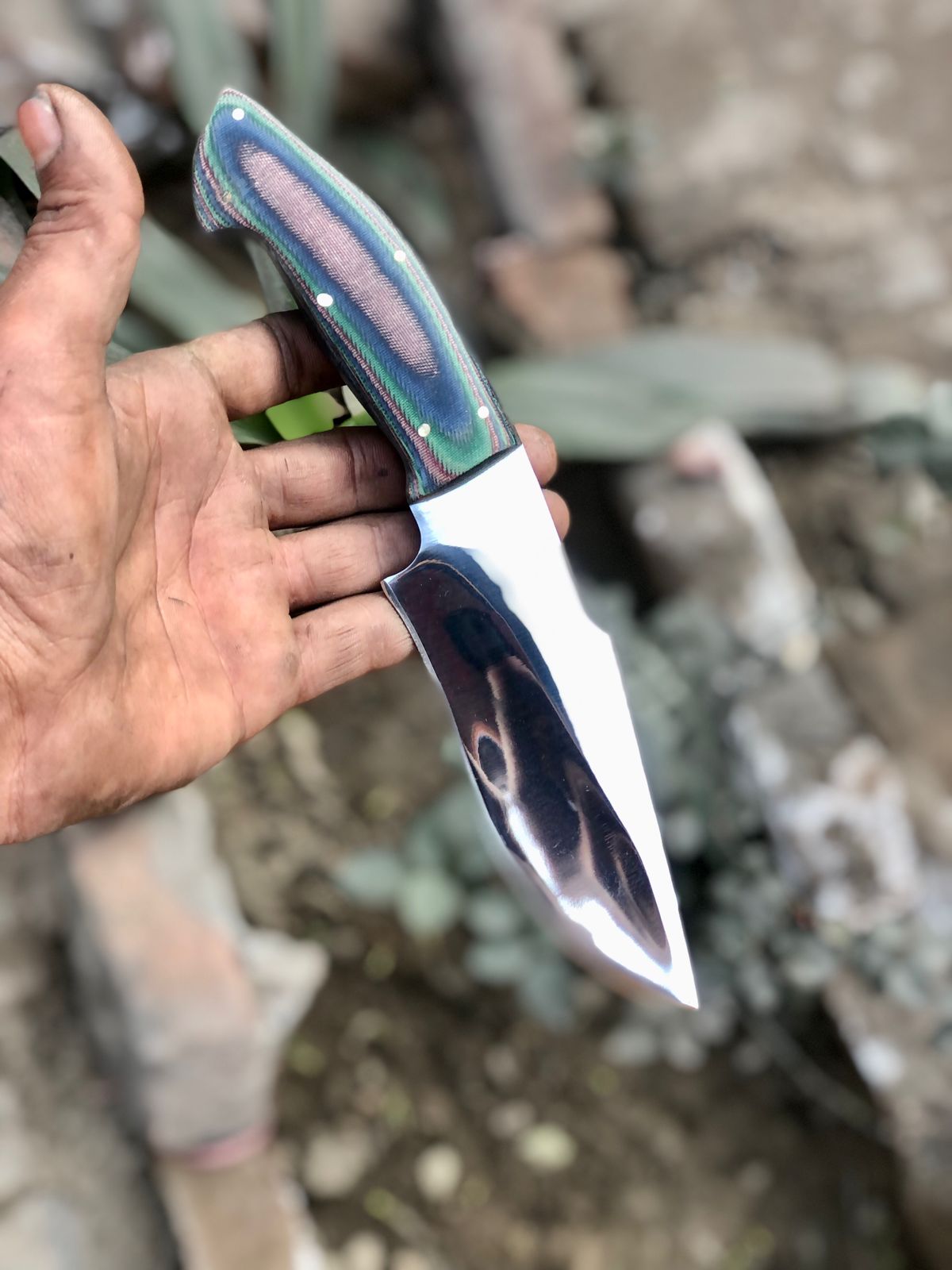 CUSTOM HANDMADE CARBON STEEL BLADE HIGH POLISH HUNTING SURVIVAL CAMPING BOWIE KNIFE PAKKA WOOD HANDLE WITH LEATHER SHEATH