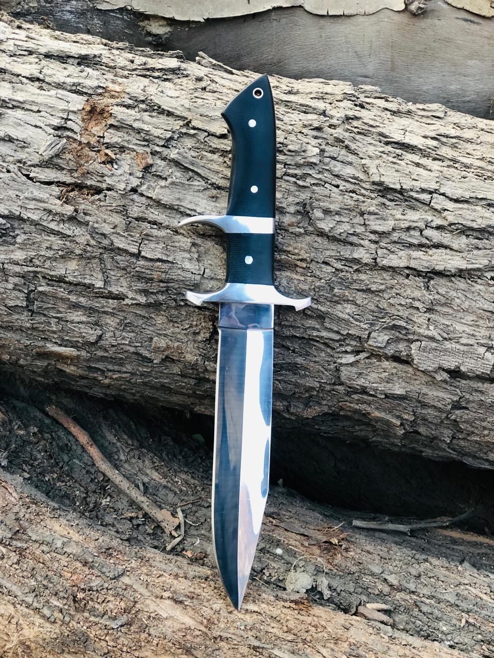 CUSTOM HANDMADE CARBON STEEL BLADE HUNTING BOWIE KNIFE RESIN HANDLE WITH LEATHER SHEATH