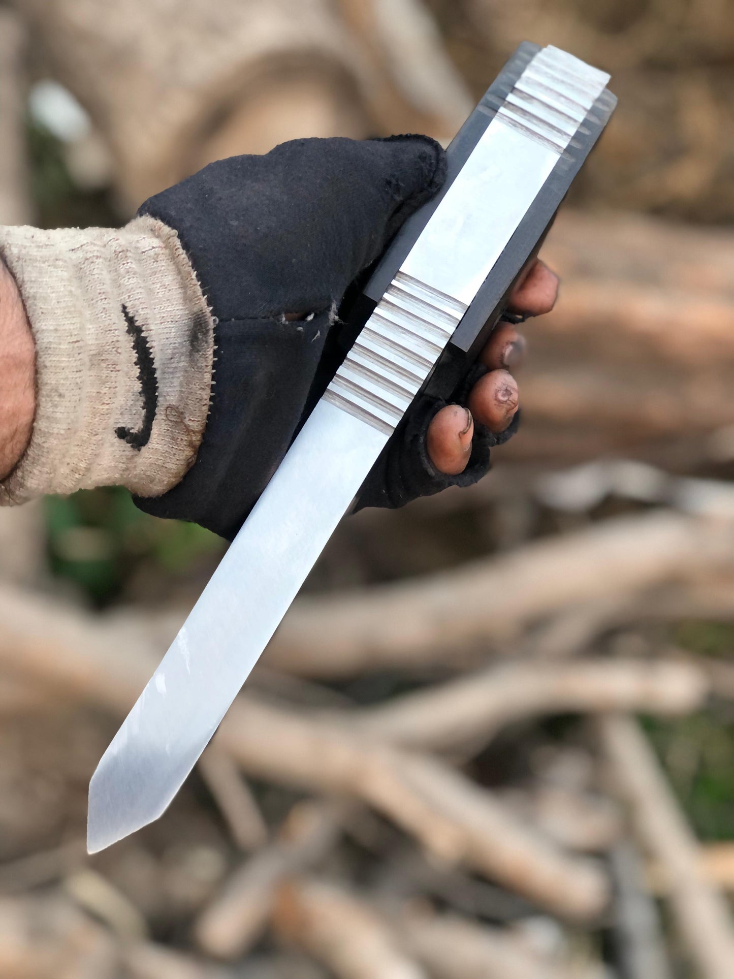 CUSTOM HANDMADE STEEL BLADE HUNTING SURVIVAL CAMPING HIKING BOWIE KNIFE MICARTA HANDLE WITH LEATHER SHEATH