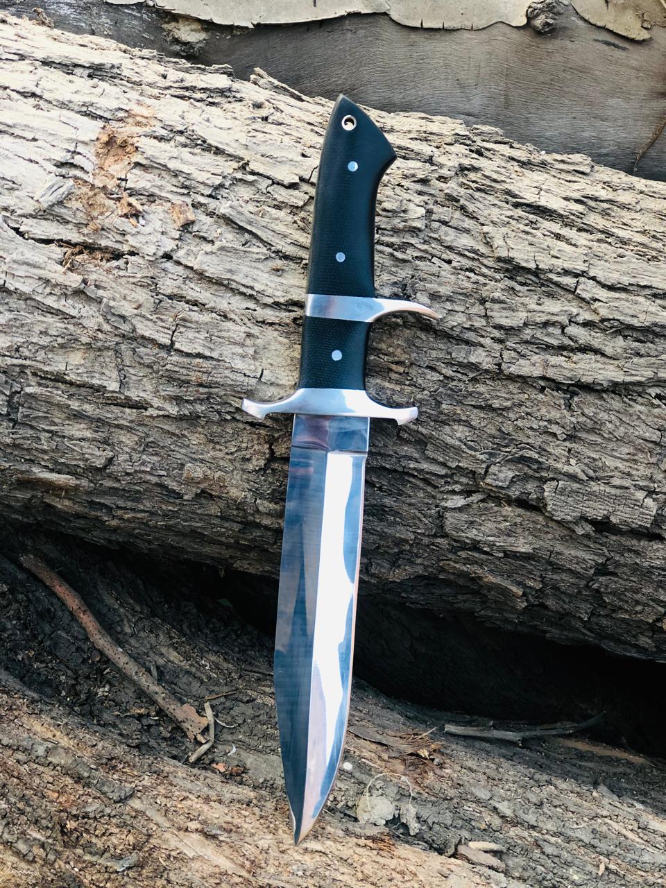 CUSTOM HANDMADE CARBON STEEL BLADE HUNTING BOWIE KNIFE RESIN HANDLE WITH LEATHER SHEATH
