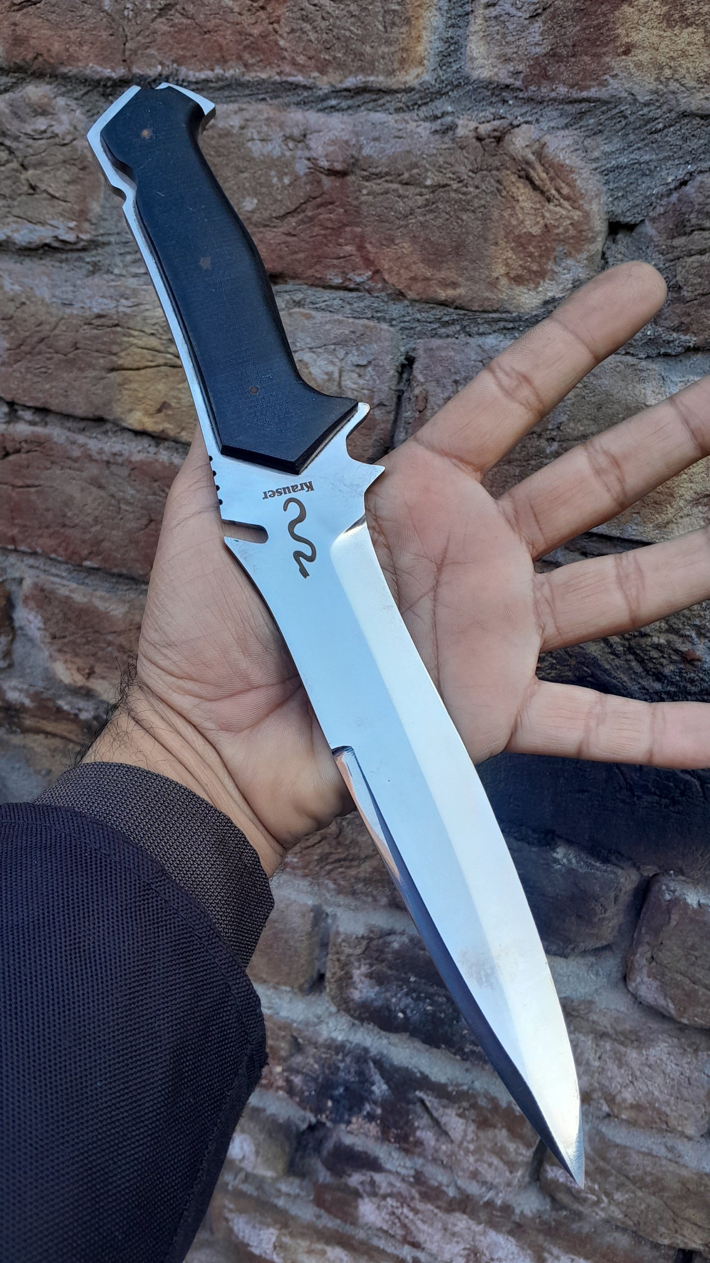 CUSTOM HANDMADE D2 TOOL STEEL BLADE HUNTING SURVIVAL CAMPING BOWIE KNIFE MICARTA HANDLE WITH LEATHER SHEATH