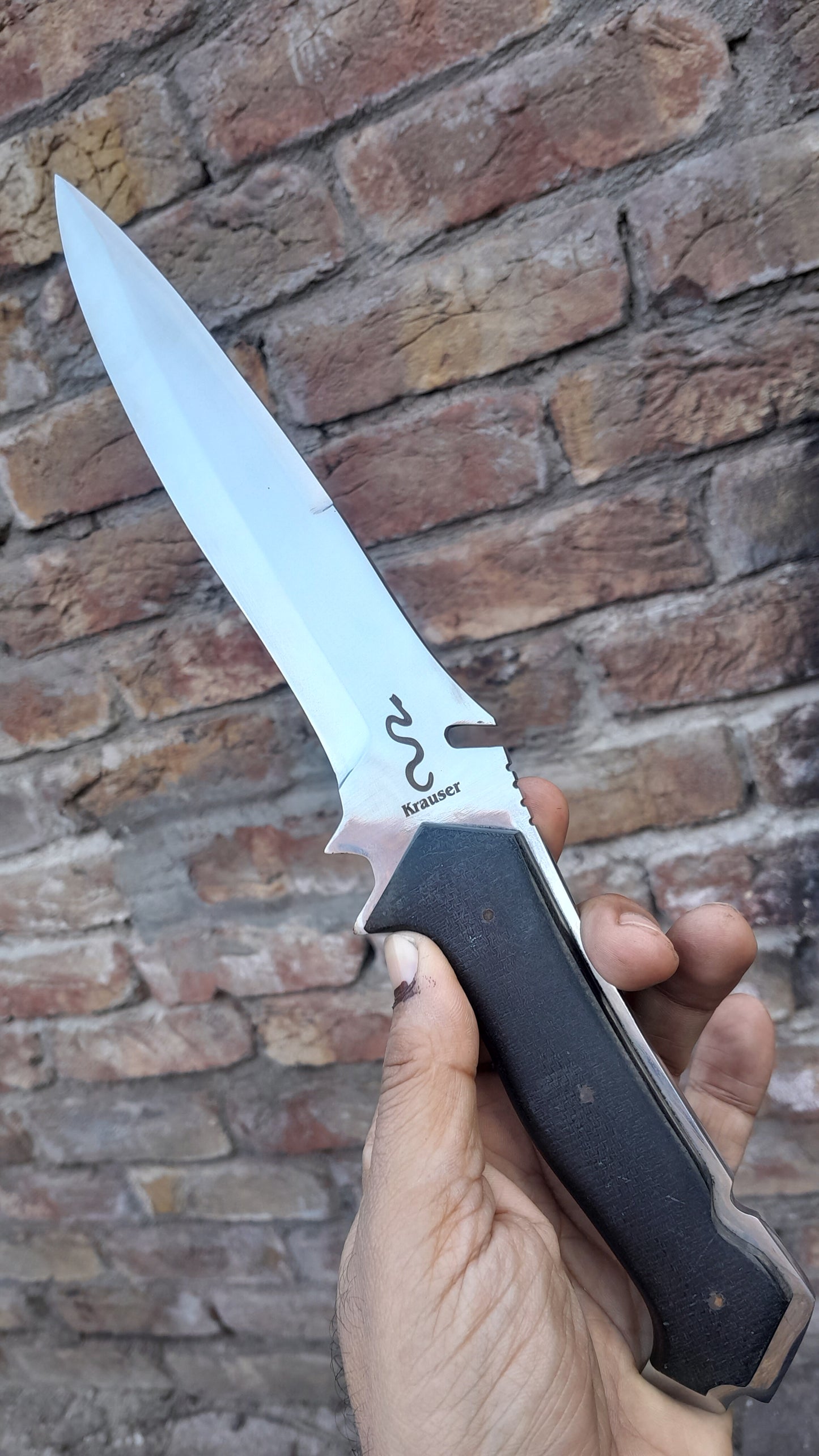 CUSTOM HANDMADE D2 TOOL STEEL BLADE HUNTING SURVIVAL CAMPING BOWIE KNIFE MICARTA HANDLE WITH LEATHER SHEATH