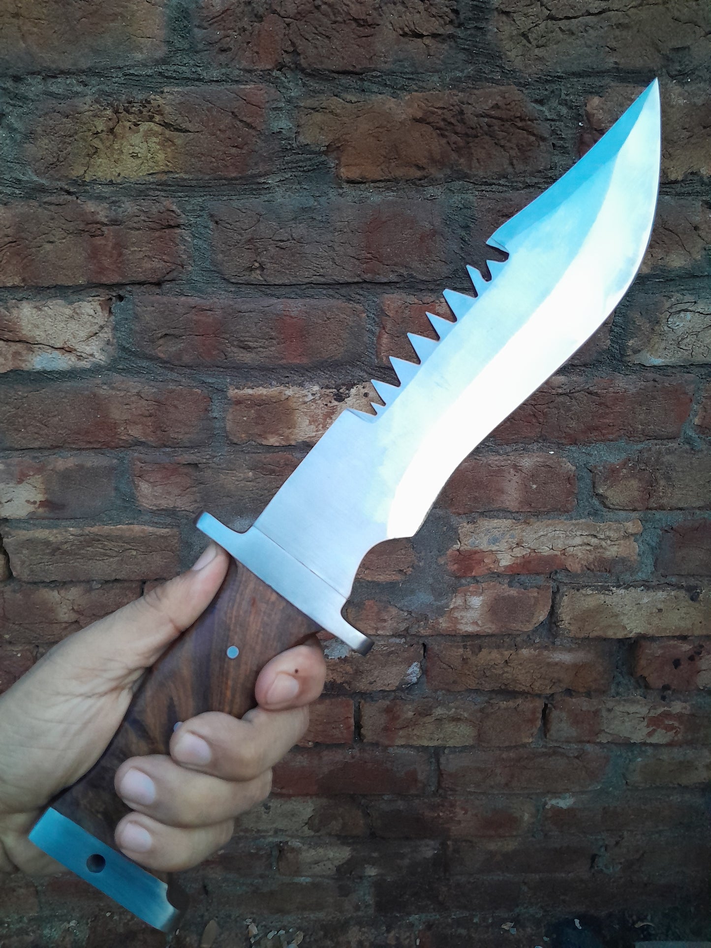 CUSTOM HANDMADE 1095 CARBON STEEL HUNTING SURVIVAL CAMPING BOWIE KNIFE WOODEN HANDLE WITH LEATHER SHEATH
