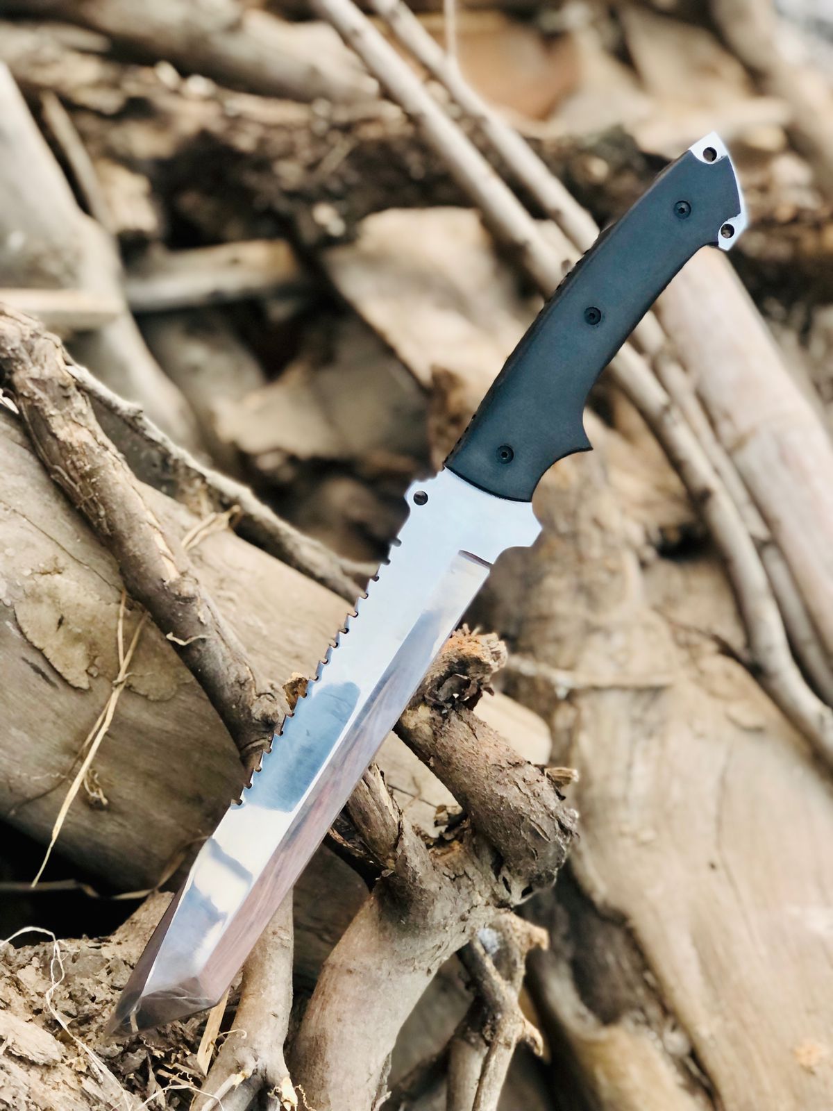 CUSTOM HANDMADE SPRING LEAF STEEL BLADE HUNTING SURVIVAL CAMPING BOWIE KNIFE MICARTA HANDLE WITH LEATHER SHEATH