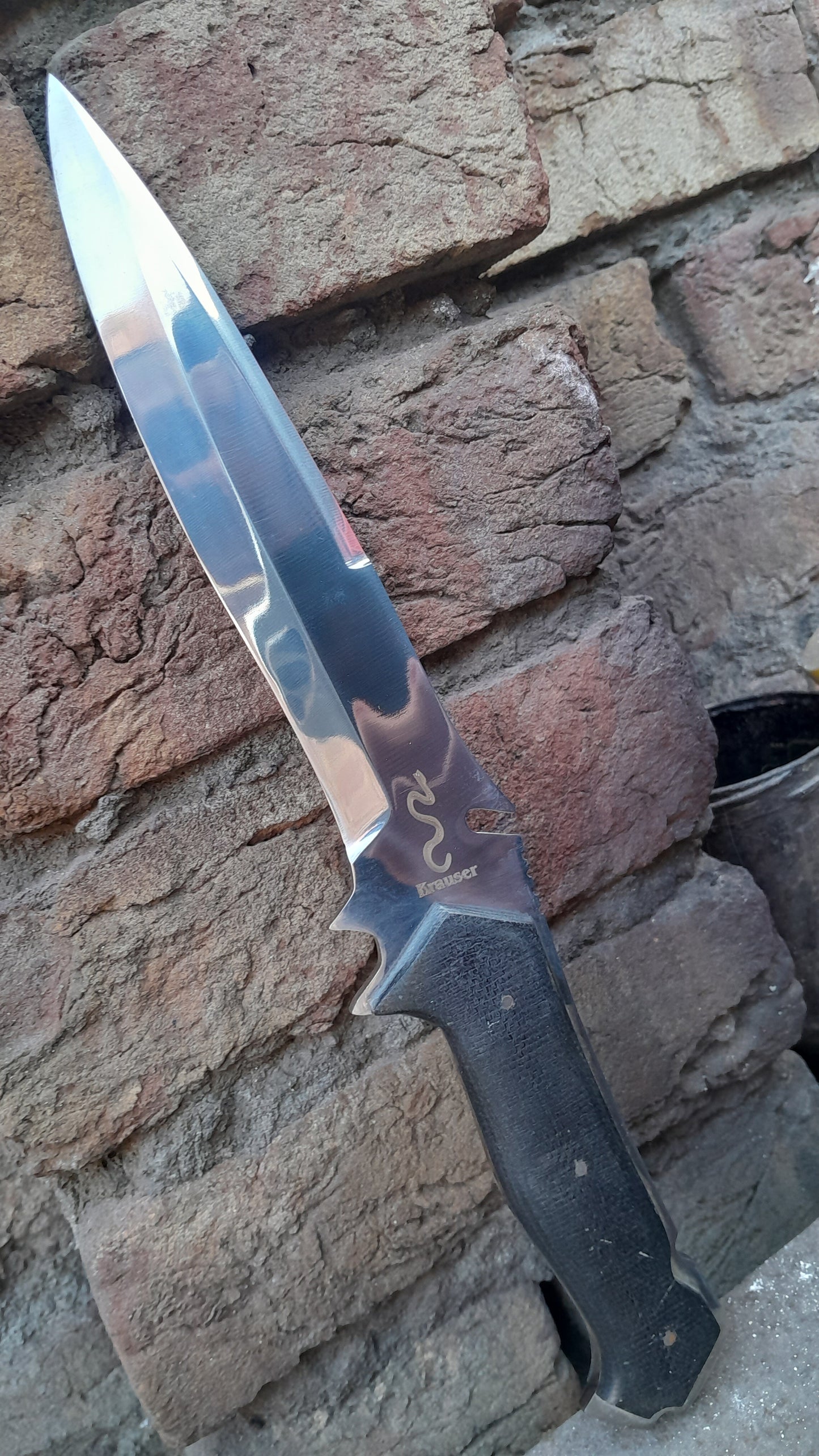 CUSTOM HANDMADE D2 TOOL STEEL BLADE HUNTING SURVIVAL CAMPING BOWIE KNIFE MICARTA HANDLE WITH LEATHER SHEATH