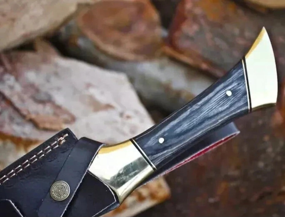 CUSTOM HANDMADE 1095 CARBON STEEL ACID BLACK BLADE HUNTING SURVIVAL CAMPING BUSHCRAFT MACHETE SWORD PAKKA WOOD HANDLE WITH LEATHER SHEATH