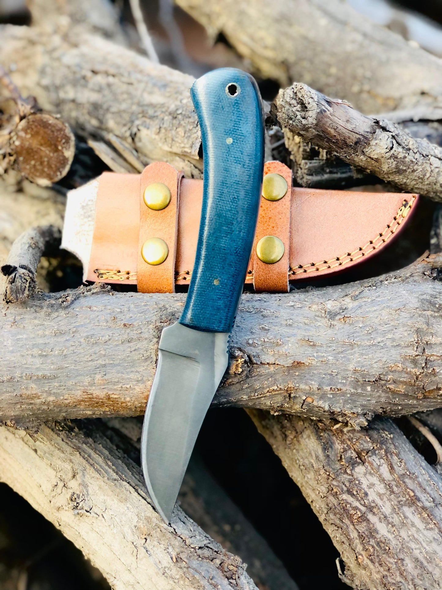 CUSTOM HANDMADE CARBON STEEL BLADES 3 COMPATIBLE REPLICA WINKLER KNIFE MICARTA & WOODEN HANDLES WITH LEATHER SHEATHS