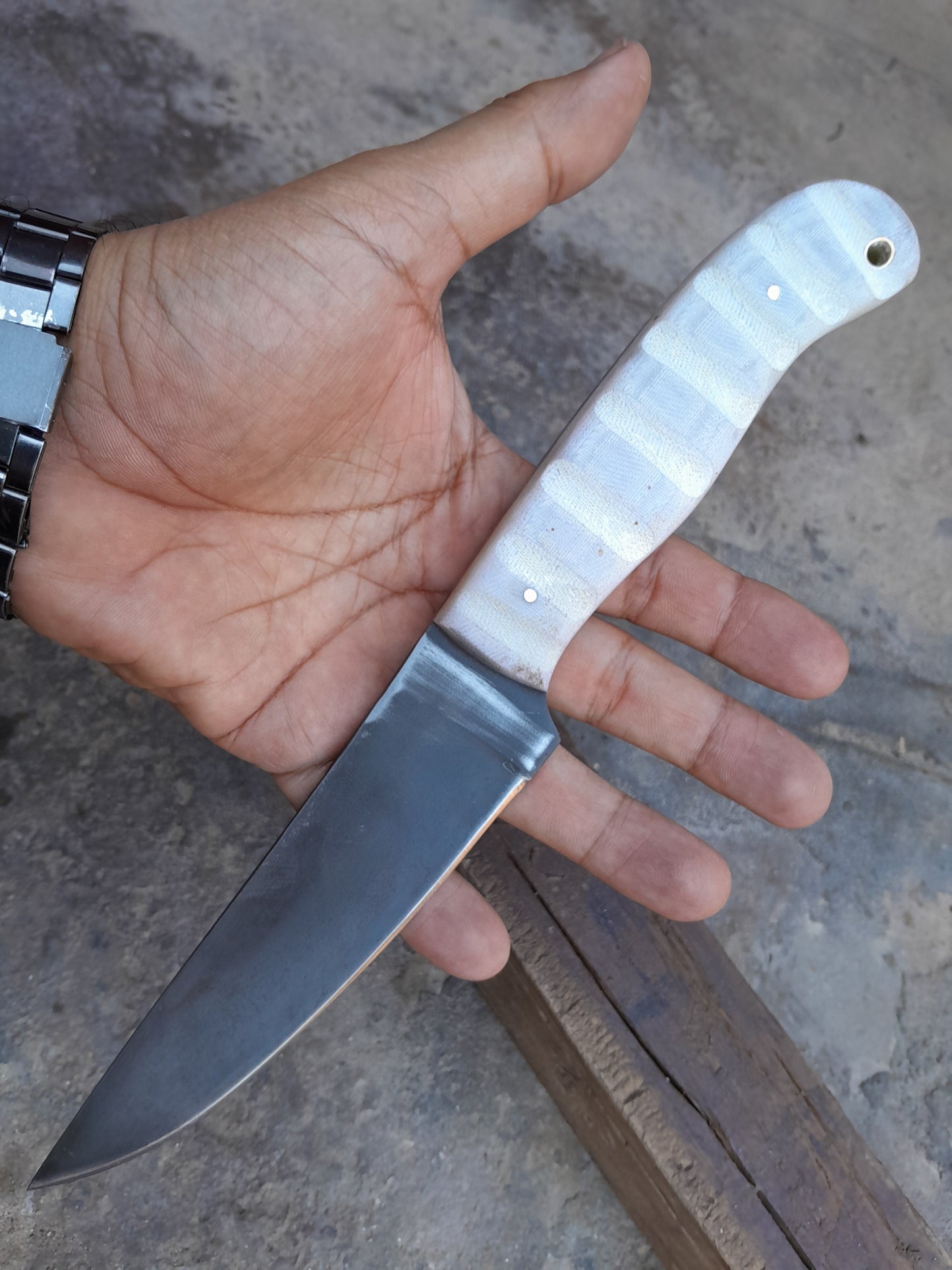 CUSTOM HANDMADE CARBON STEEL BLADE REPLICA WINKLER HUNTING SURVIVAL KNIFE PAKKA WOOD HANDLE WITH LEATHER SHEATH