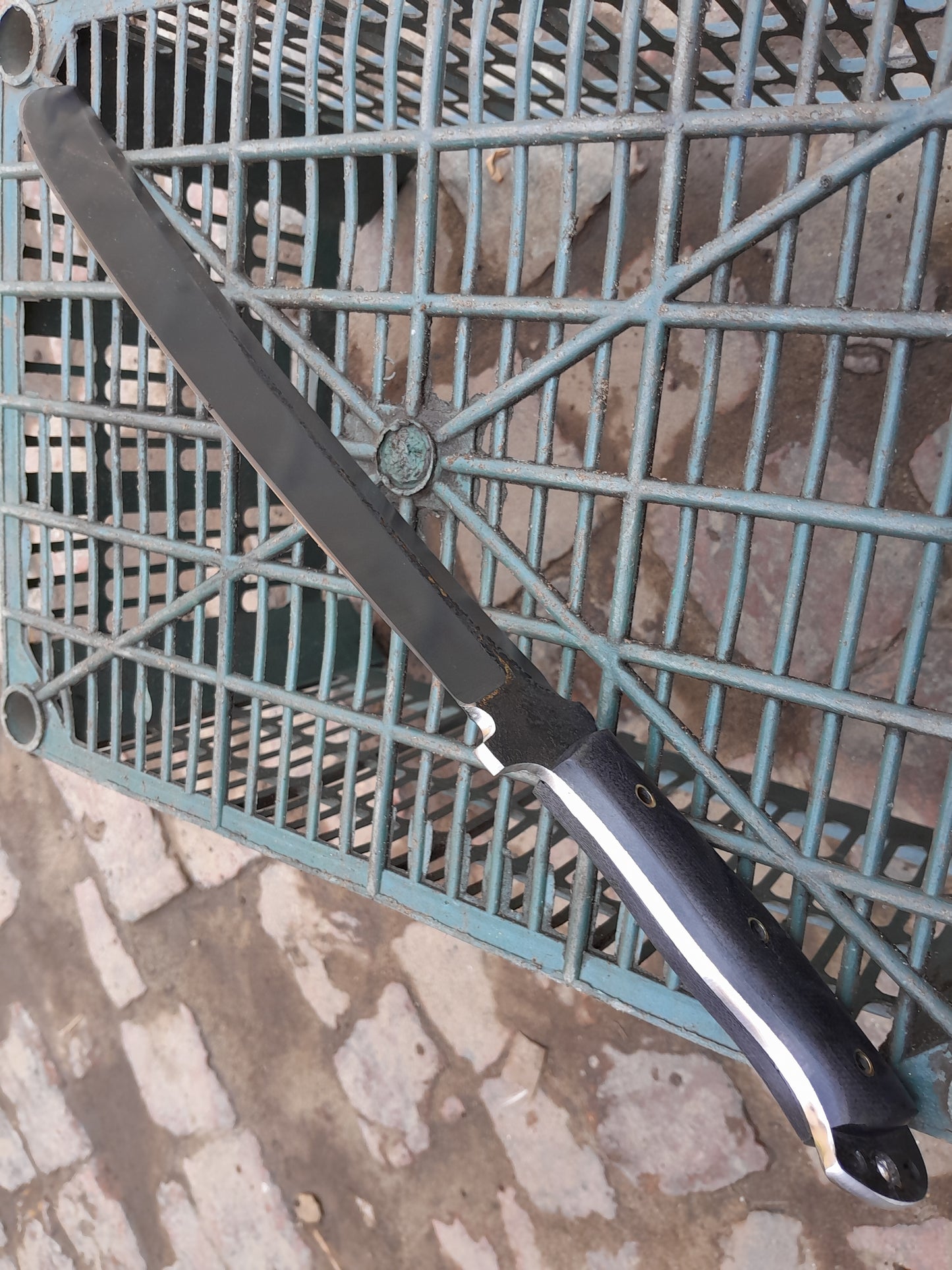 CUSTOM HANDMADE CARBON STEEL BLADE HUNTING BOWIE KNIFE CORD WRAPPED HANDLE WITH LEATHER SHEATH