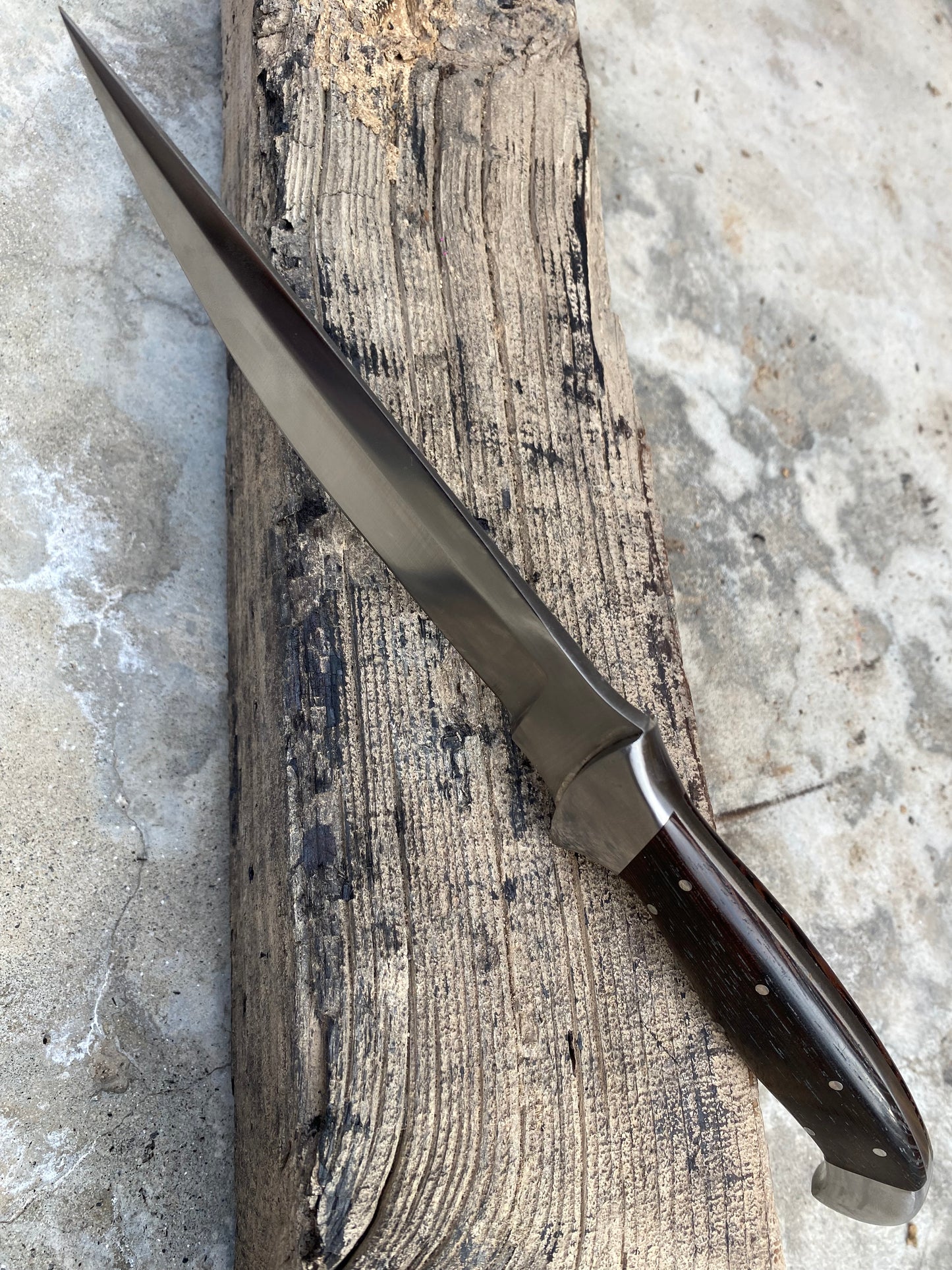 CUSTOM HANDMADE CARBON STEEL HUNTING BOWIE KNIFE WITH WOODEN HANDLE + SHEATH