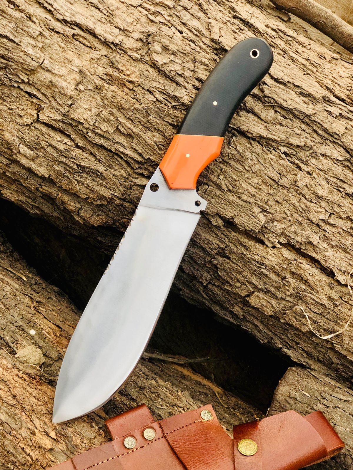CUSTOM HANDMADE CARBON STEEL BLADE HUNTING SURVIVAL BOWIE KNIFE RESIN HANDLE WITH LEATHER SHEATH