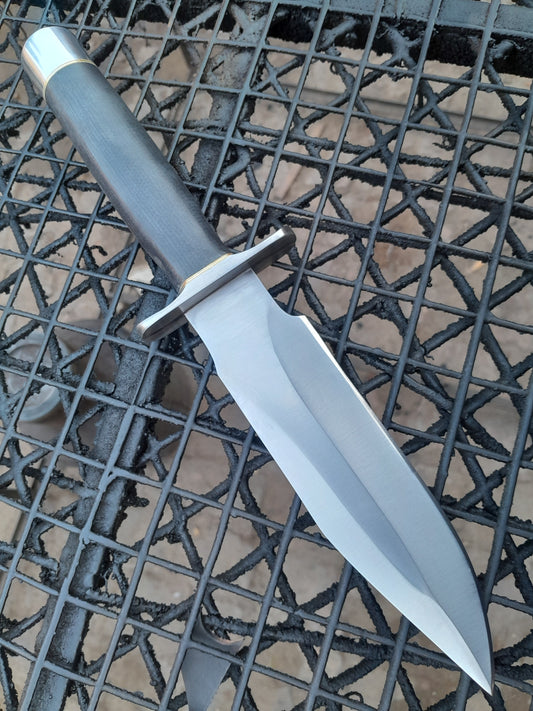 CUSTOM HANDMADE CARBON STEEL BLADE HUNTING SURVIVAL CAMPING BOWIE KNIFE MICARTA HANDLE WITH LEATHER SHEATH