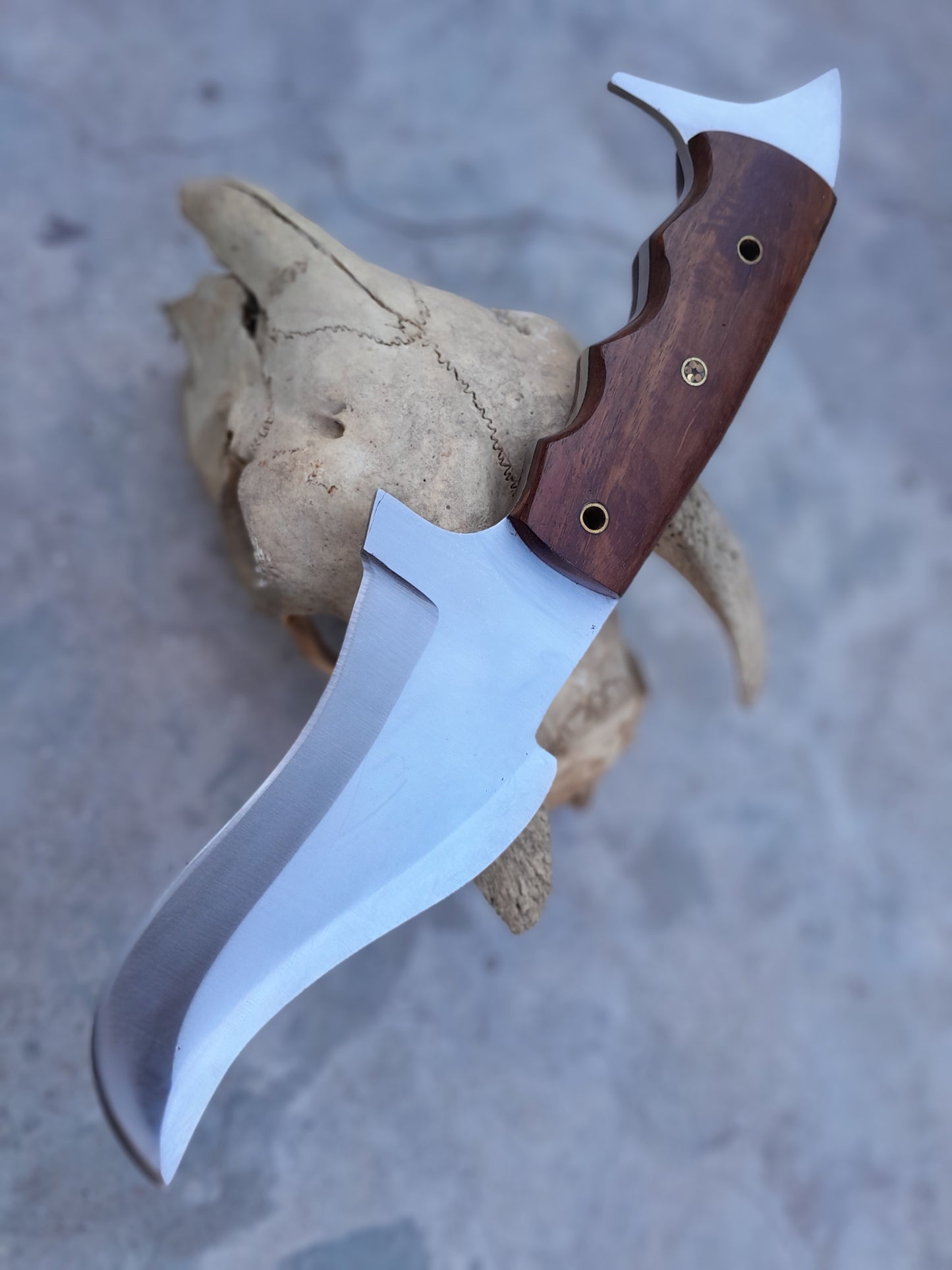 CUSTOM HANDMADE CARBON STEEL BLADE HUNTING BOWIE KNIFE WOODEN HANDLE WITH LEATHER SHEATH
