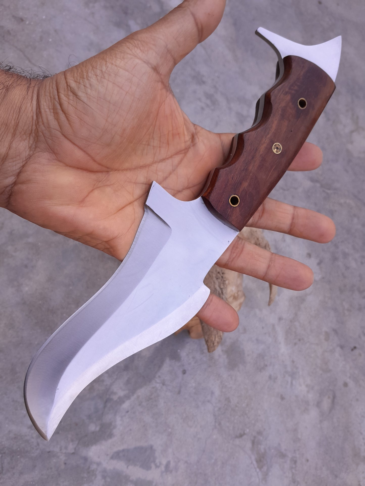 CUSTOM HANDMADE CARBON STEEL BLADE HUNTING BOWIE KNIFE WOODEN HANDLE WITH LEATHER SHEATH