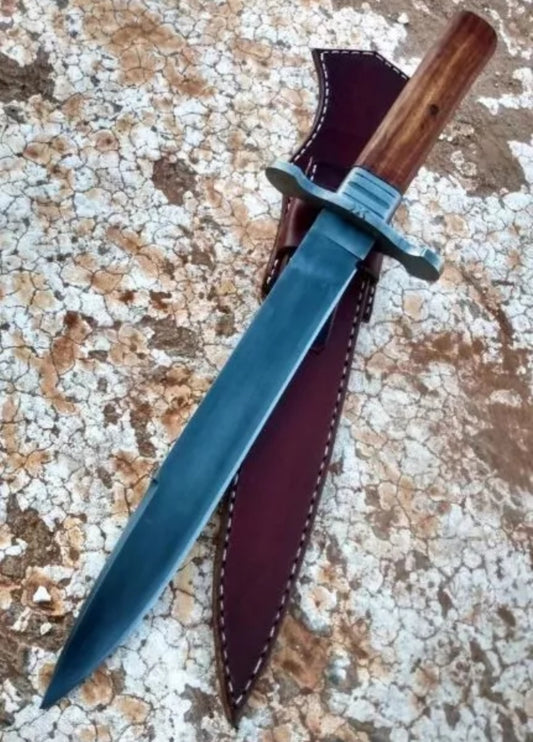 CUSTOM HANDMADE 1095 CARBON STEEL BLADE HUNTING SURVIVAL CAMPING DAGGER KNIFE WOODEN HANDLE WITH LEATHER SHEATH