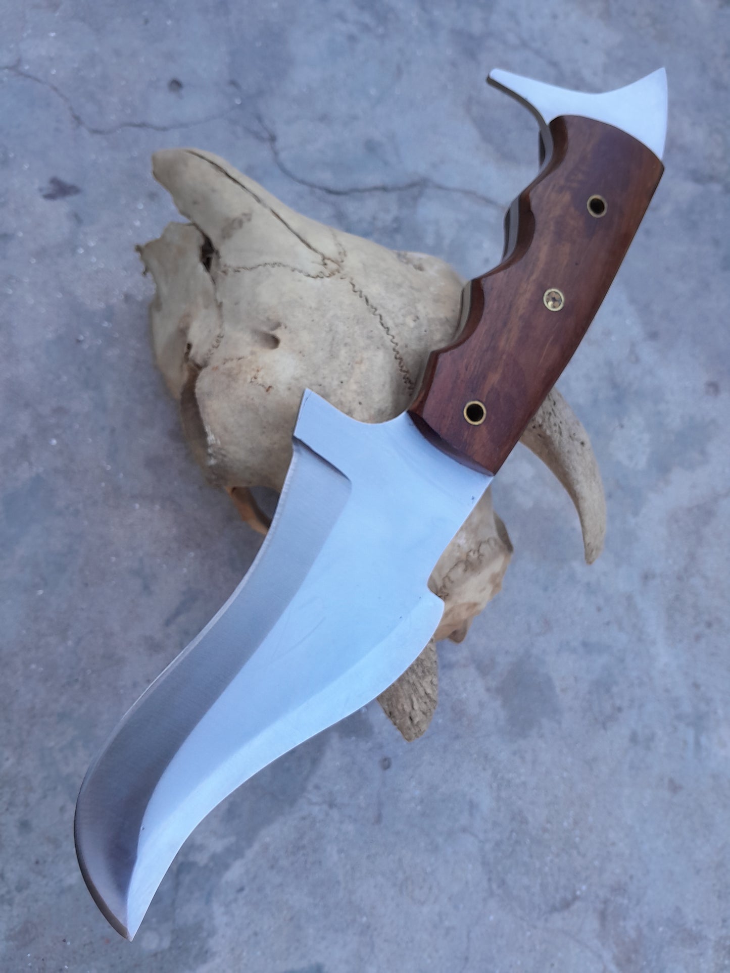 CUSTOM HANDMADE CARBON STEEL BLADE HUNTING BOWIE KNIFE WOODEN HANDLE WITH LEATHER SHEATH