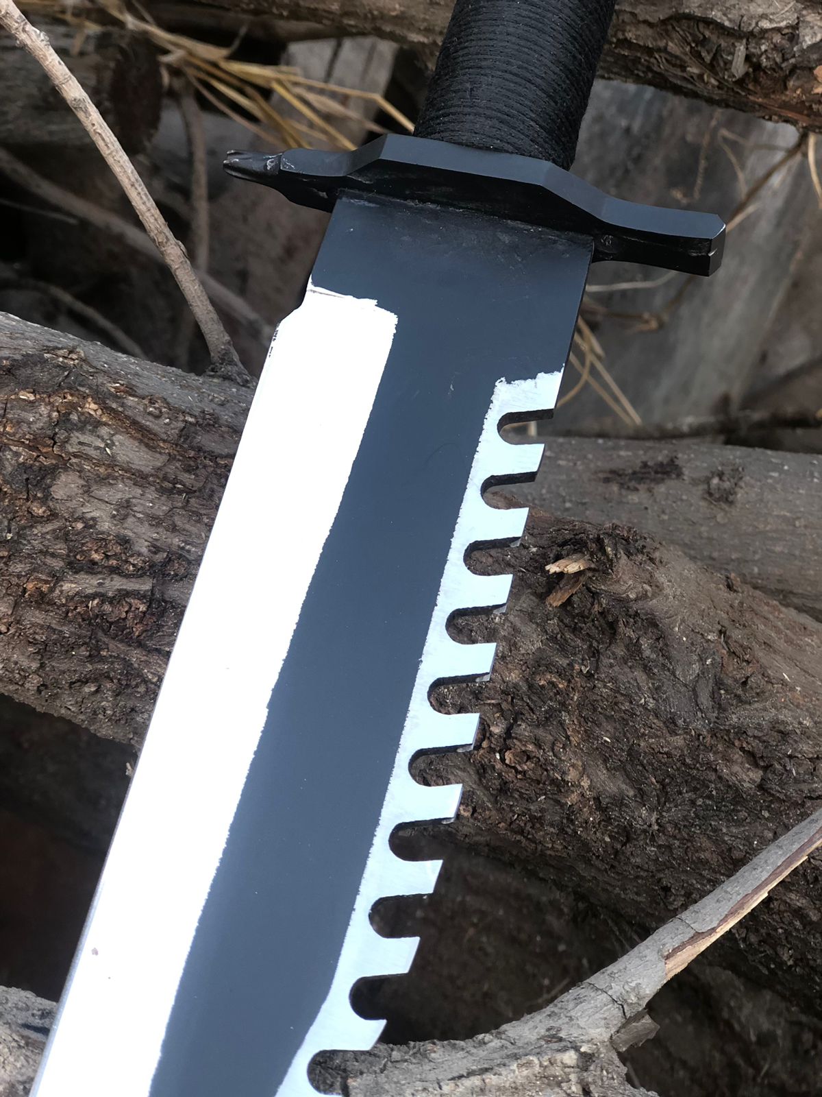 CUSTOM HANDMADE D2 TOOL STEEL COATED BLADE HUNTING SURVIVAL REPLICA RAMBO FIRST BLOOD PART 2 BOWIE KNIFE CORD WRAPPED HANDLE WITH LEATHER SHEATH