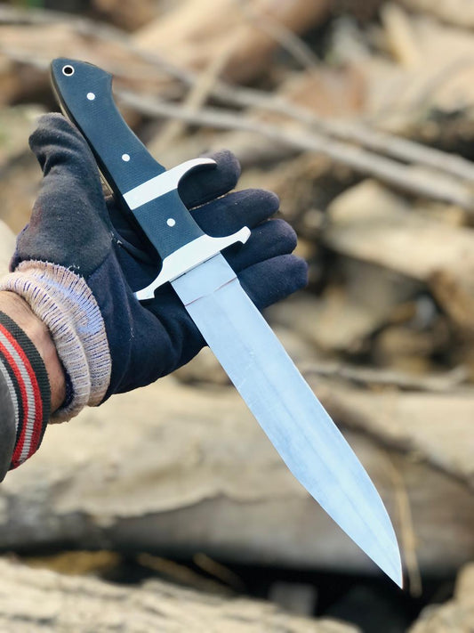 CUSTOM HANDMADE CARBON STEEL BLADE HUNTING BOWIE KNIFE RESIN HANDLE WITH LEATHER SHEATH