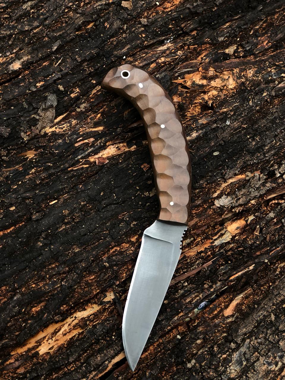 CUSTOM HANDMADE CARBON STEEL BLADE REPLICA WRINKLER HUNTING KNIFE WOODEN HANDLE WITH LEATHER SHEATH