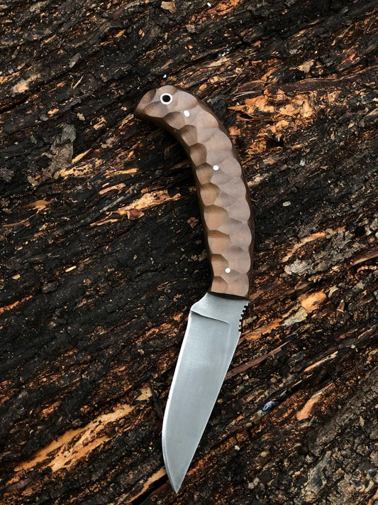 CUSTOM HANDMADE CARBON STEEL BLADE REPLICA WRINKLER HUNTING KNIFE WOODEN HANDLE WITH LEATHER SHEATH