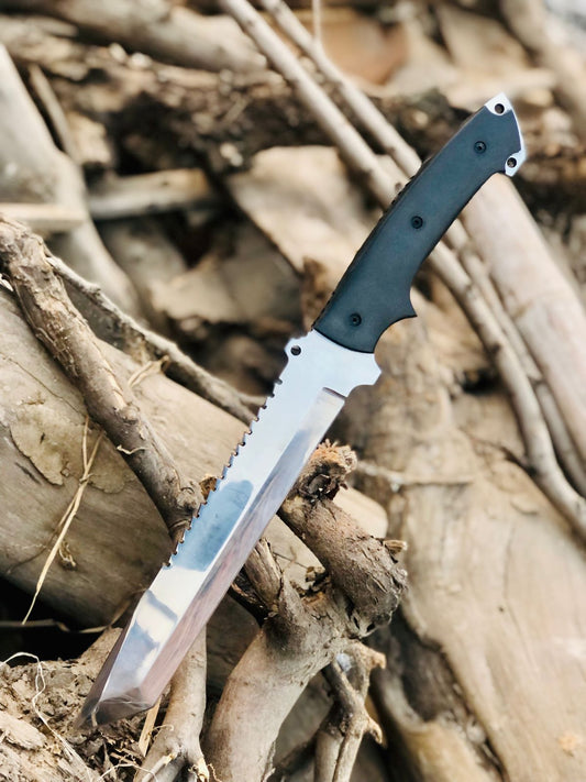 CUSTOM HANDMADE SPRING LEAF STEEL BLADE HUNTING SURVIVAL CAMPING BOWIE KNIFE MICARTA HANDLE WITH LEATHER SHEATH