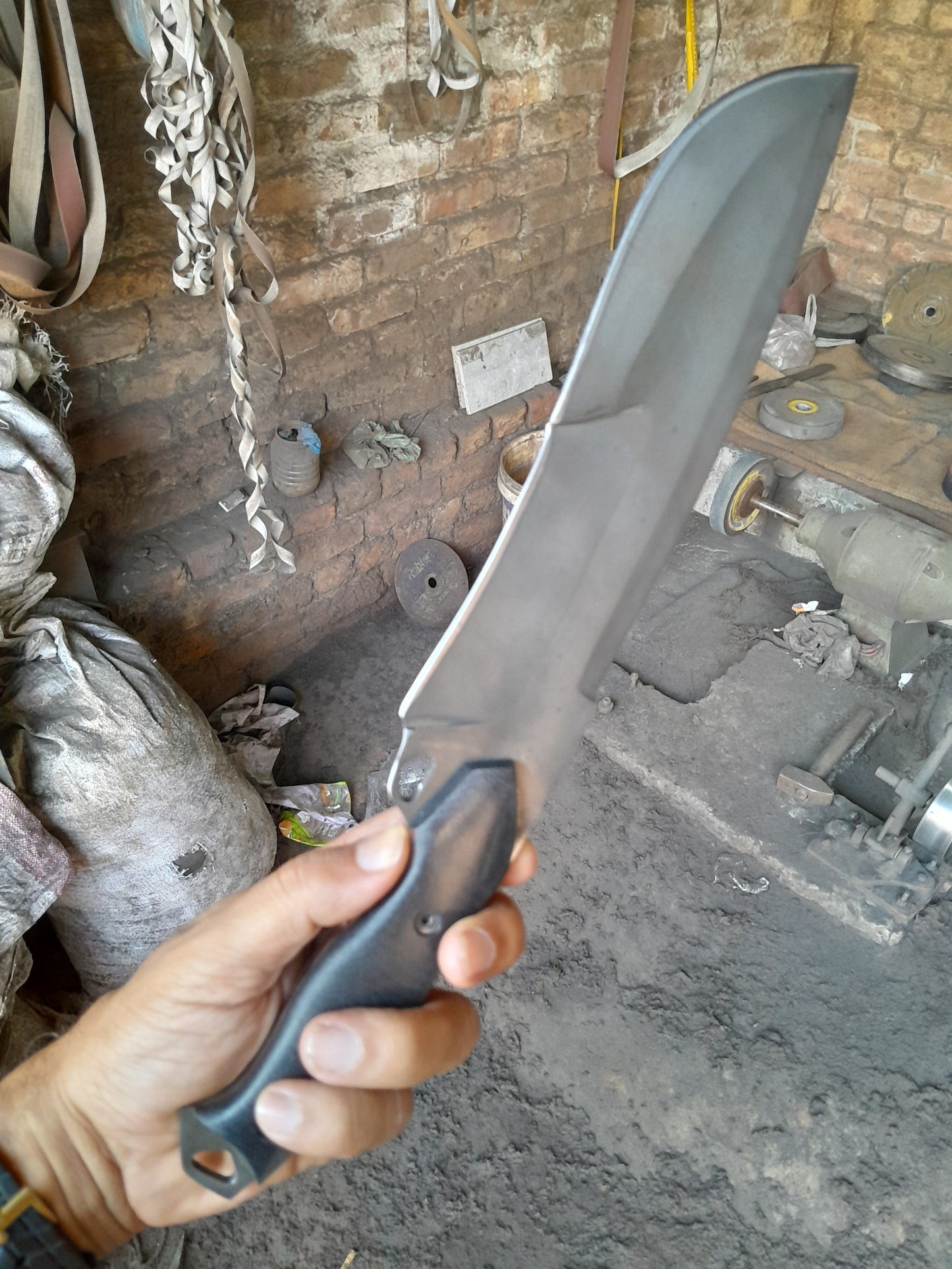CUSTOM HANDMADE CARBON STEEL BLADE HUNTING BOWIE KNIFE MICARTA HANDLE WITH LEATHER SHEATH