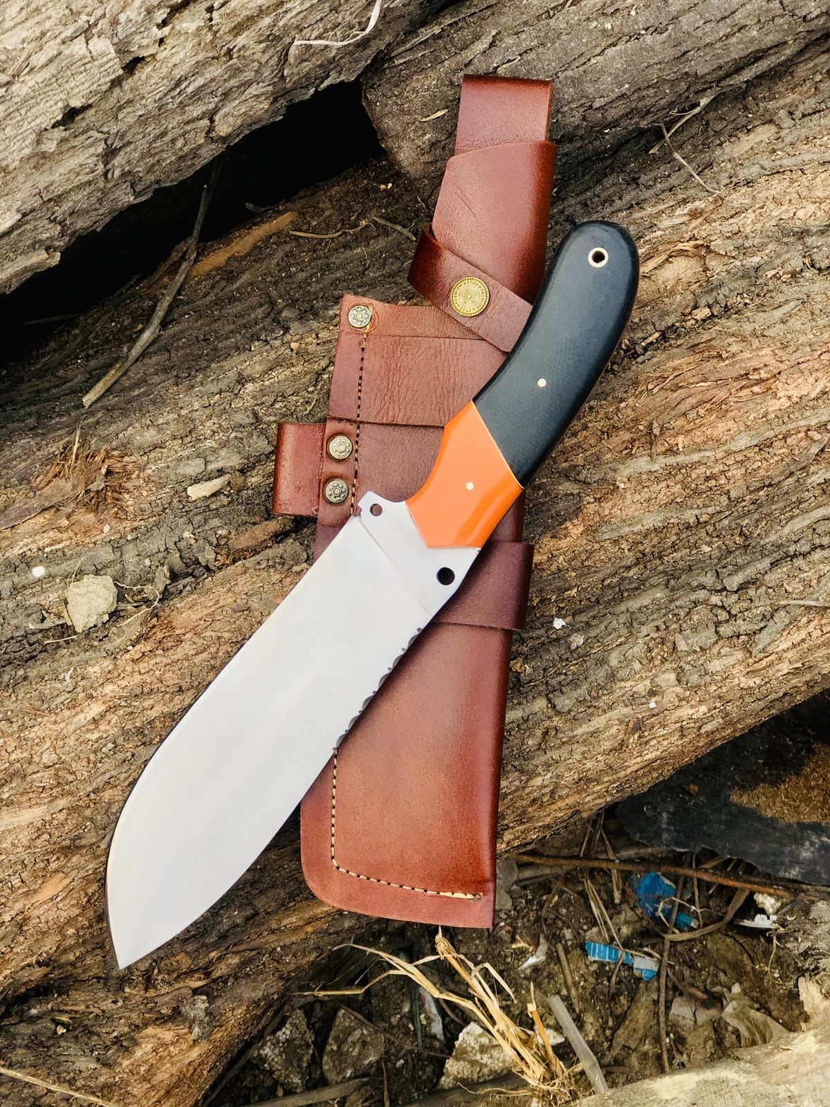 CUSTOM HANDMADE CARBON STEEL BLADE HUNTING SURVIVAL BOWIE KNIFE RESIN HANDLE WITH LEATHER SHEATH