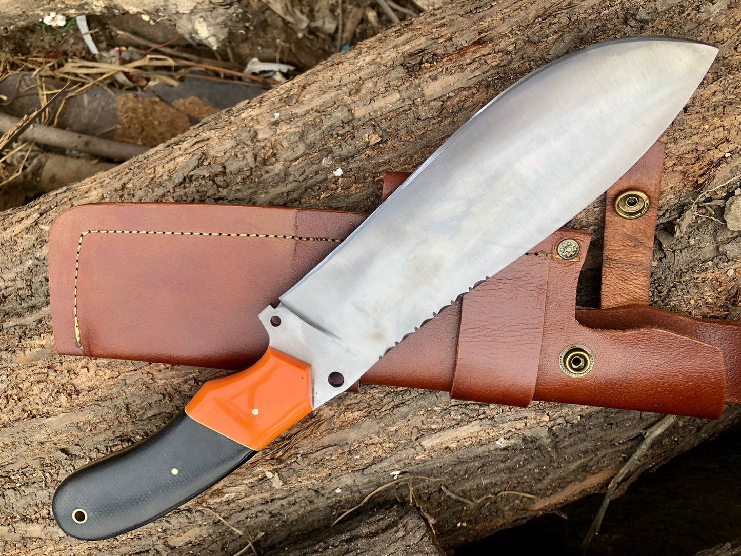 CUSTOM HANDMADE CARBON STEEL BLADE HUNTING SURVIVAL BOWIE KNIFE RESIN HANDLE WITH LEATHER SHEATH