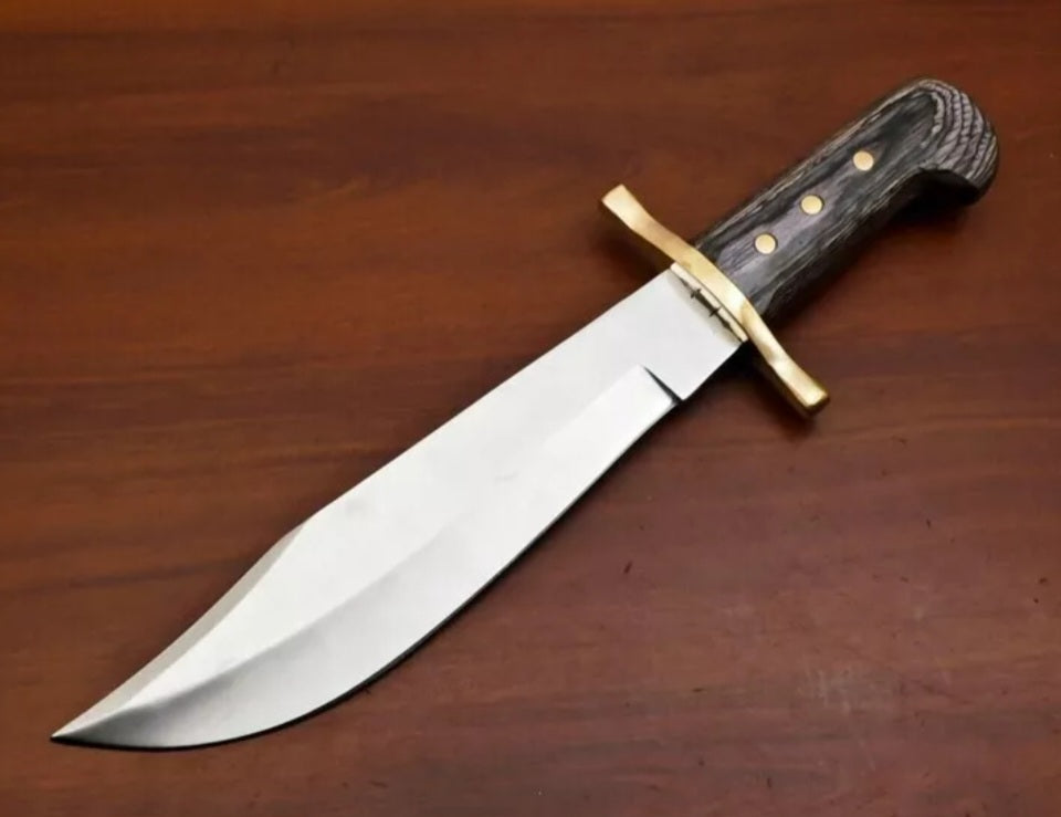 CUSTOM HANDMADE D2 TOOL STEEL BLADE HUNTING SURVIVAL CAMPING BOWIE KNIFE RESIN HANDLE WITH LEATHER SHEATH