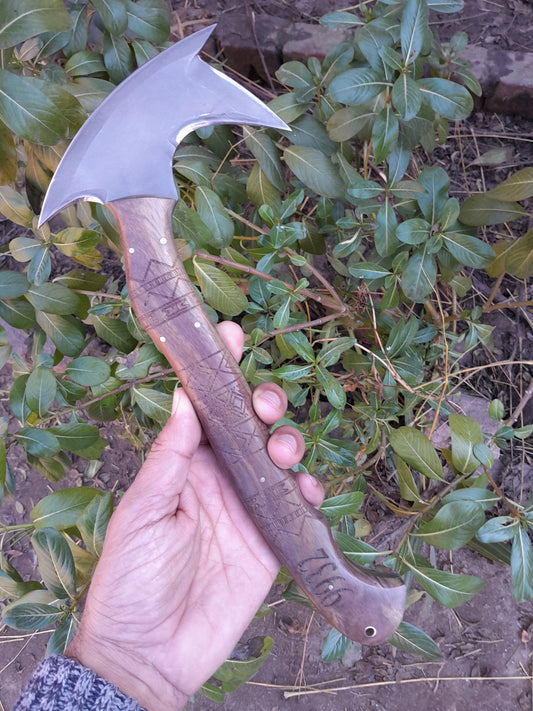 CUSTOM HANDMADE CARBON STEEL BLADE REPLICA WINKLER KNIFE THROWING AXE/HUNTING AXE/SURVIVAL  AXE WOODEN HANDLE WITH LEATHER SHEATH